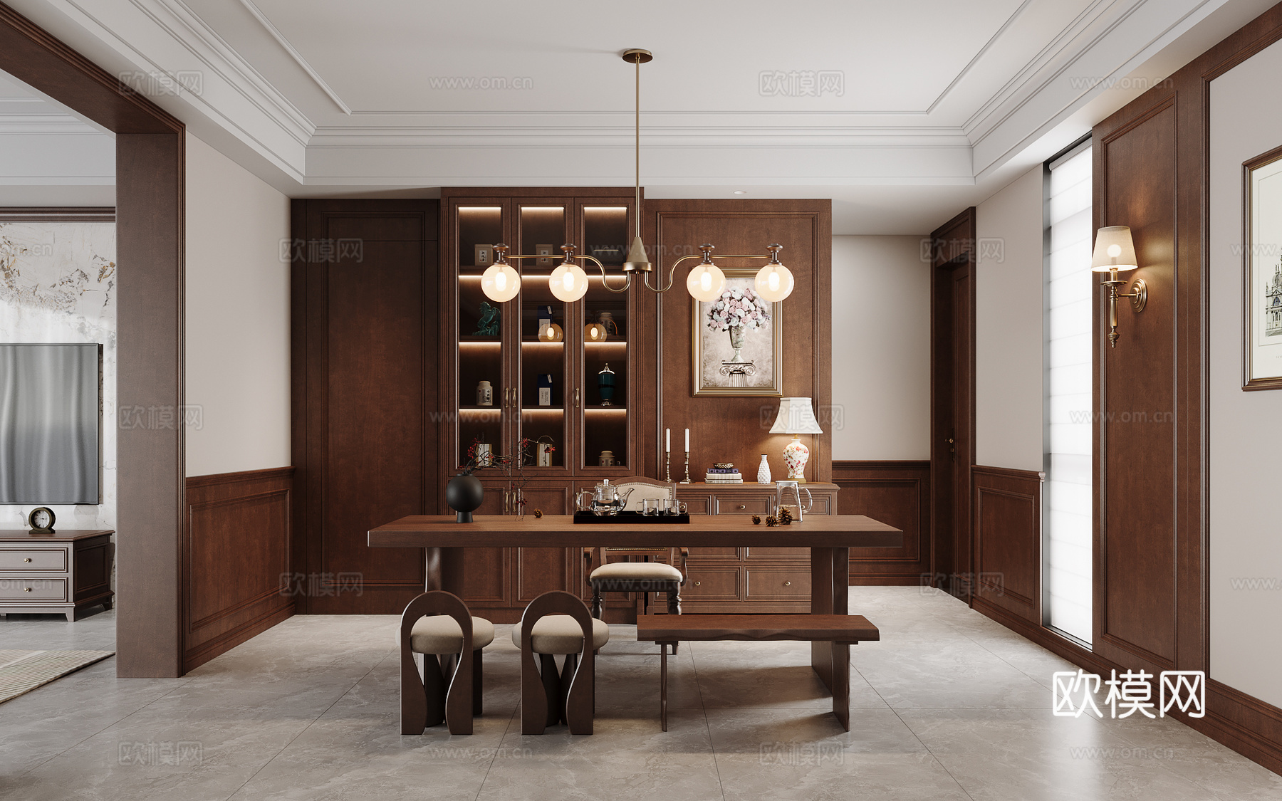 美式茶室su模型