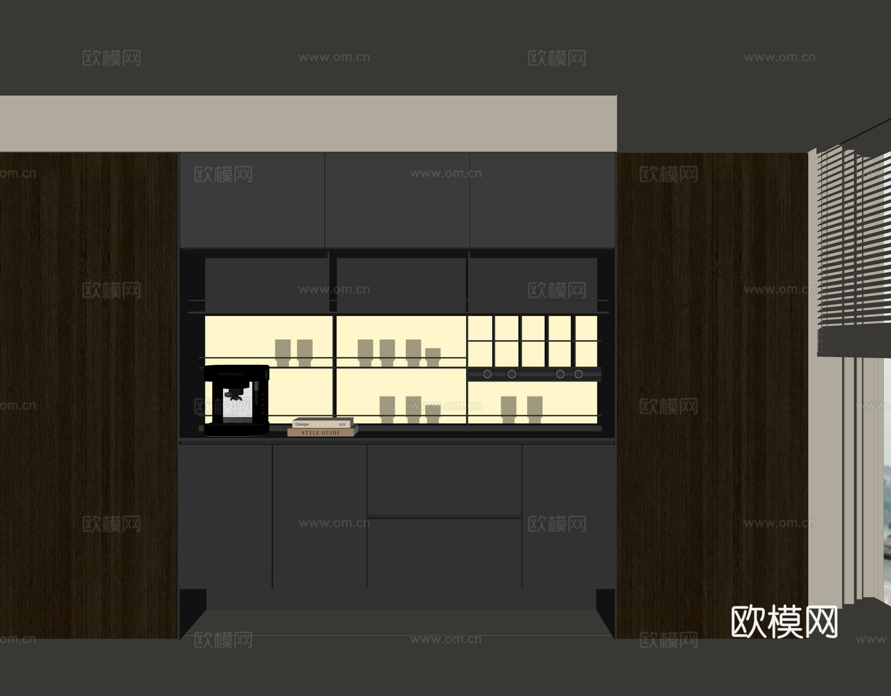 现代酒水柜su模型