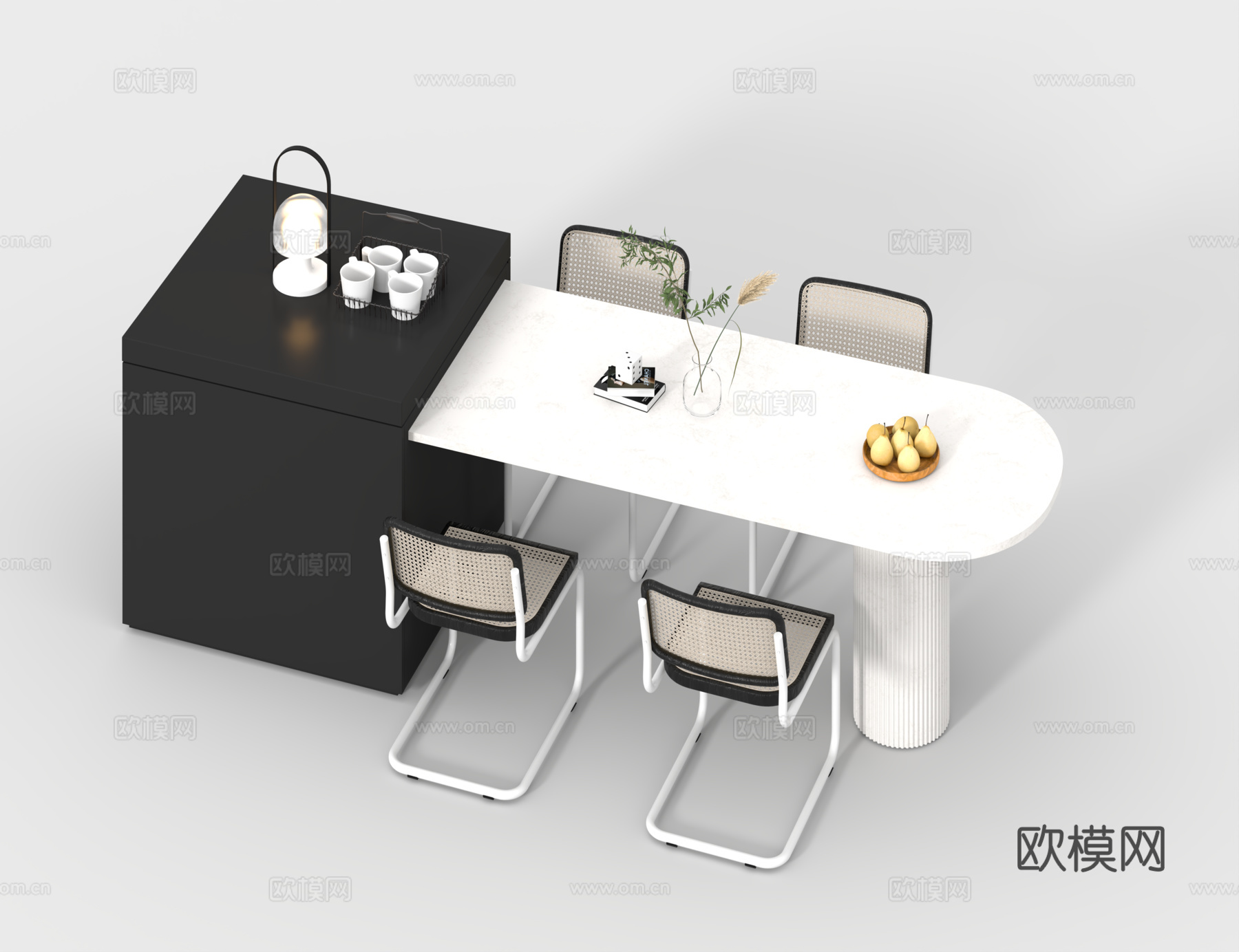 餐桌组合3d模型下载
