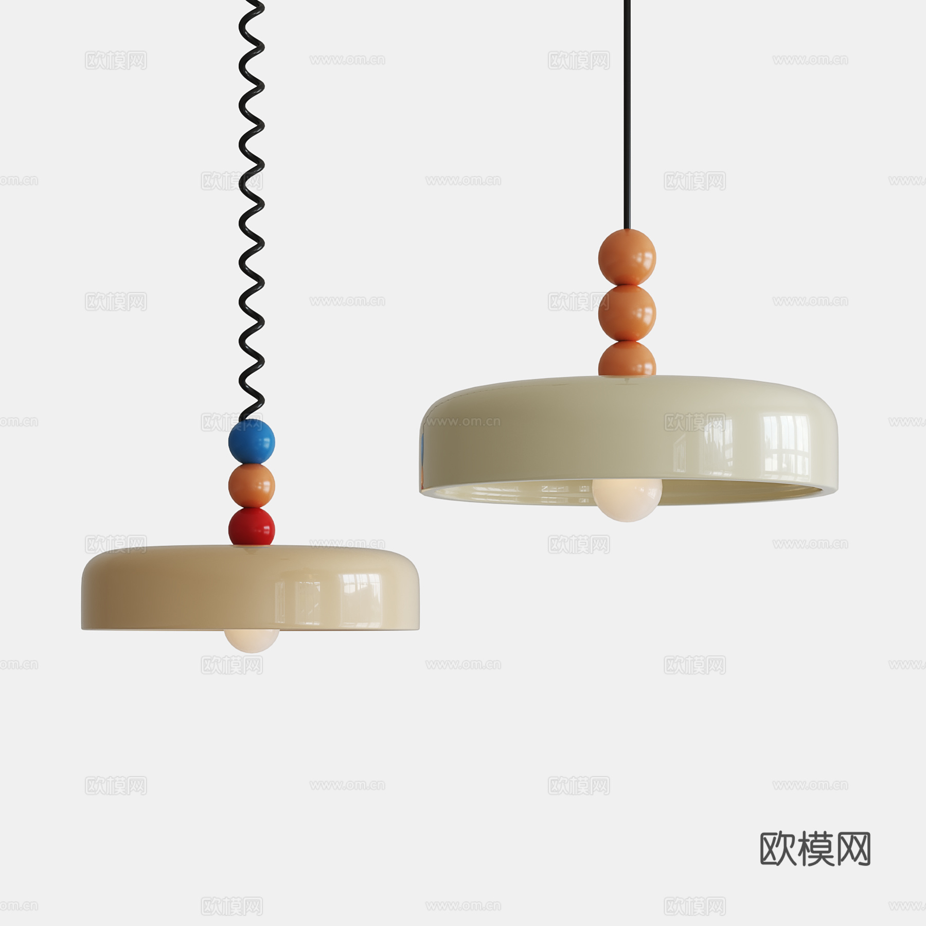 现代奶油小吊灯 儿童吊灯su模型