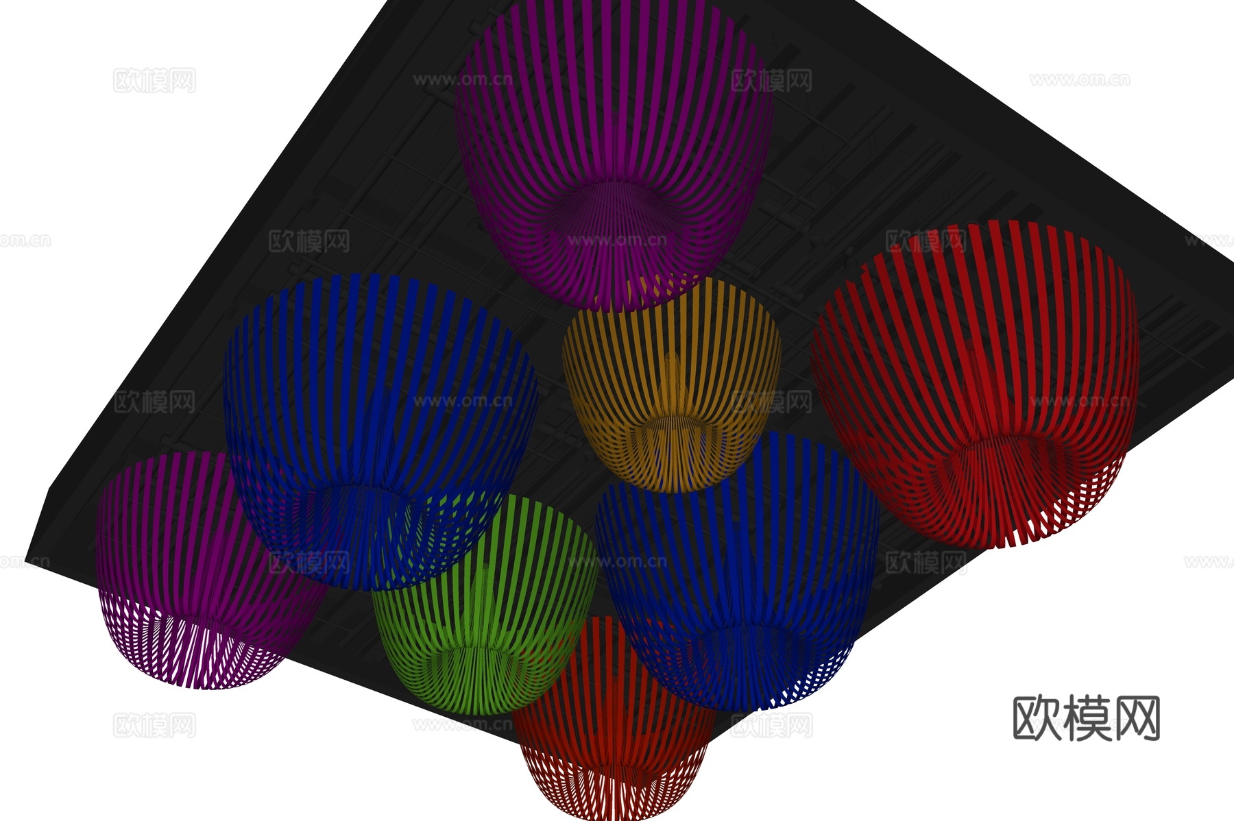 彩色吊顶 艺术吊顶 工装吊顶 水母吊顶 美术馆吊顶 现代吊顶su模型