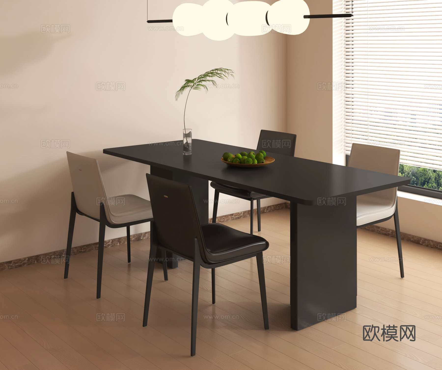 现代餐桌椅组合su模型