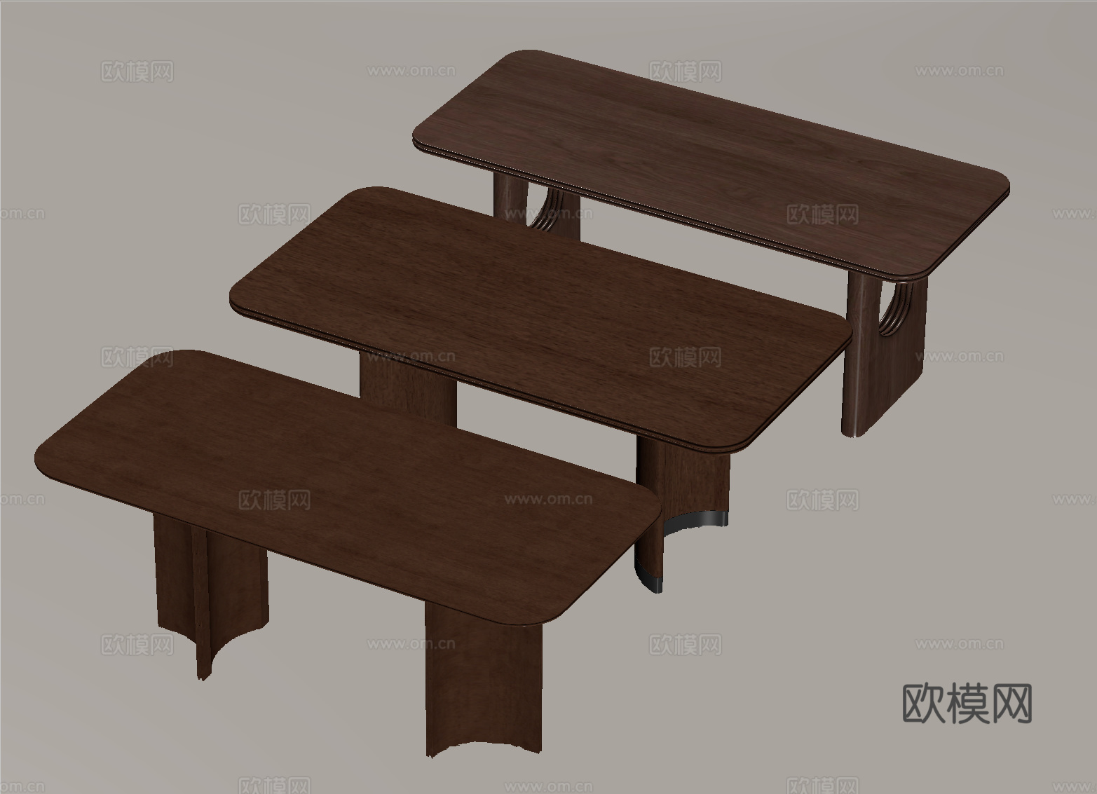 现代原木餐桌 实木餐桌 木桌子su模型