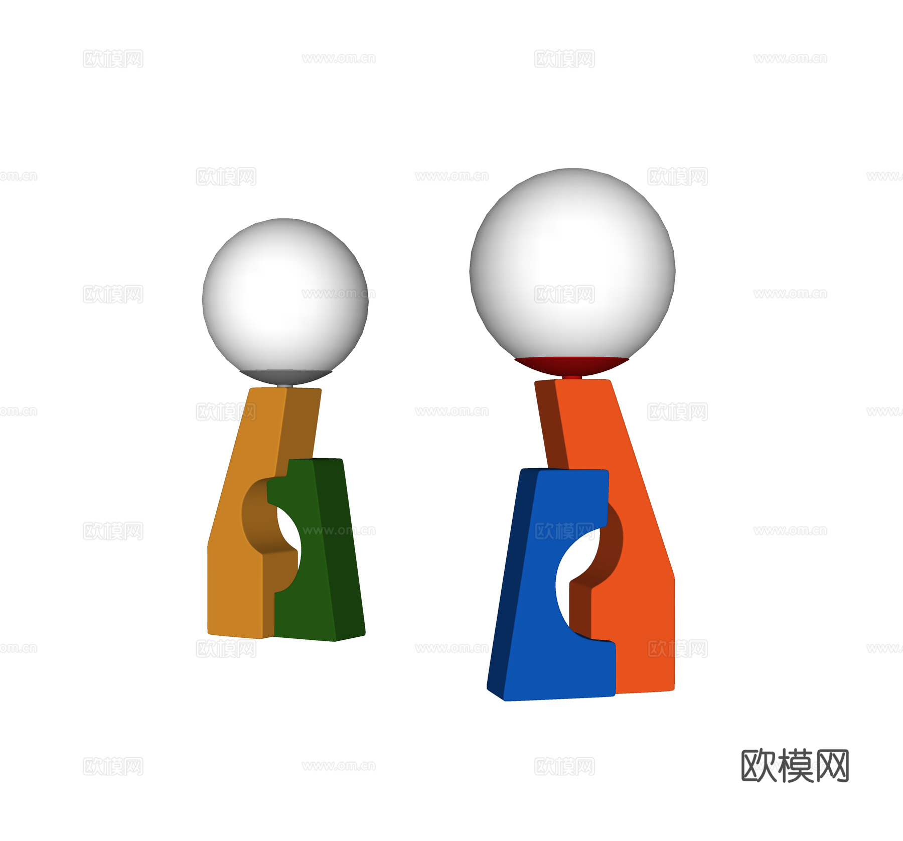 现代奶油台灯 儿童台灯su模型