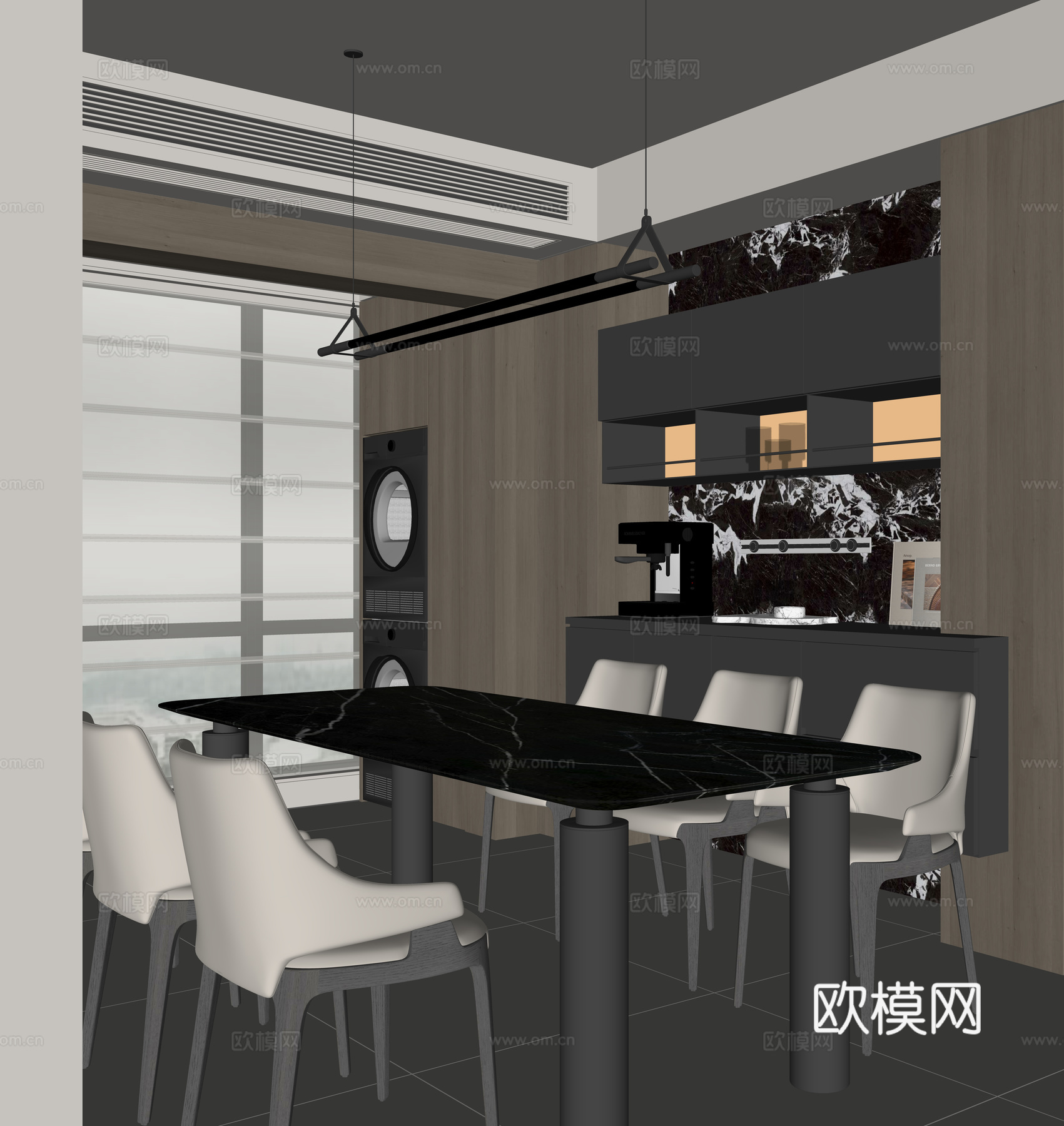 现代家居餐厅su模型