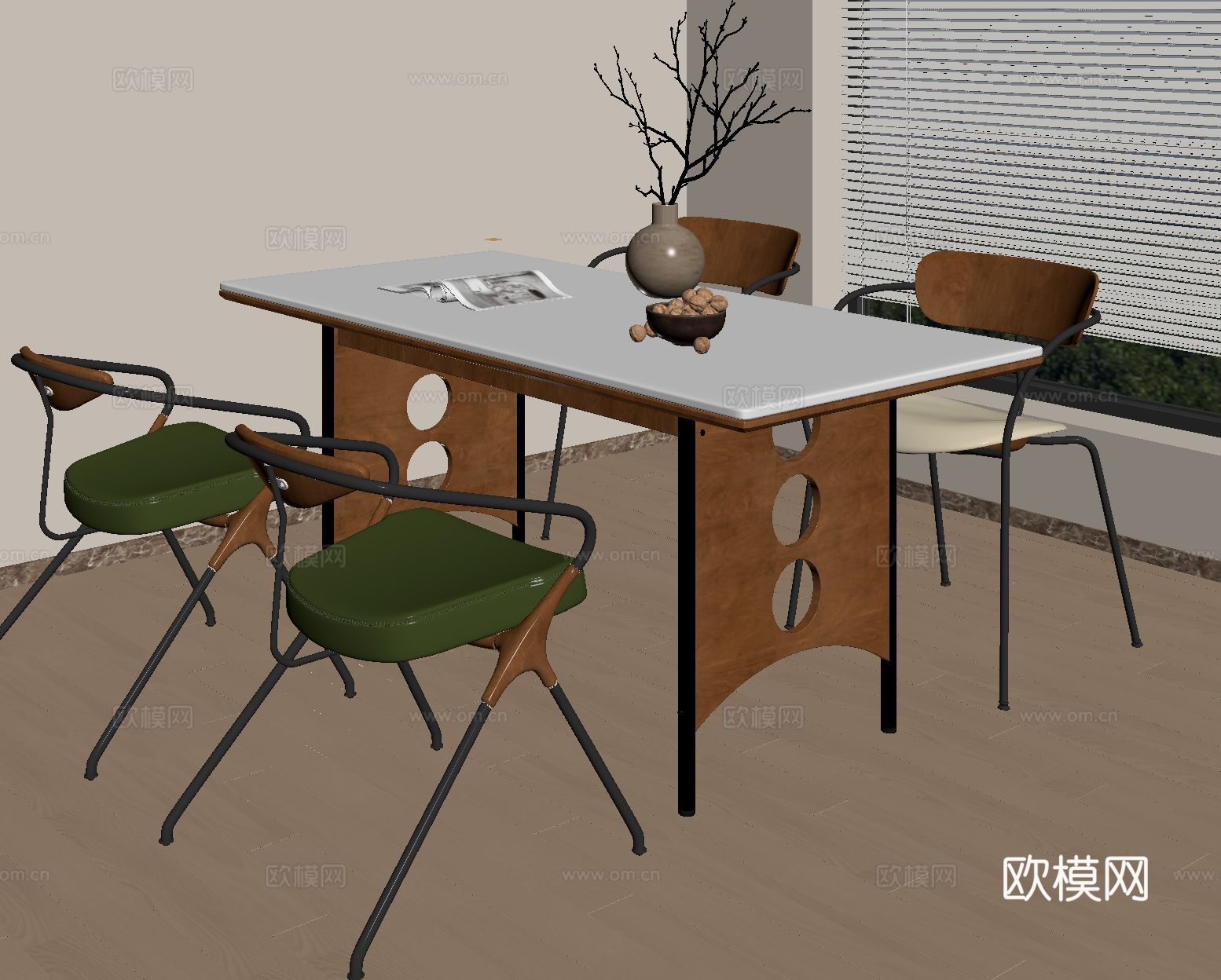 中古餐桌椅 包豪斯餐桌椅su模型