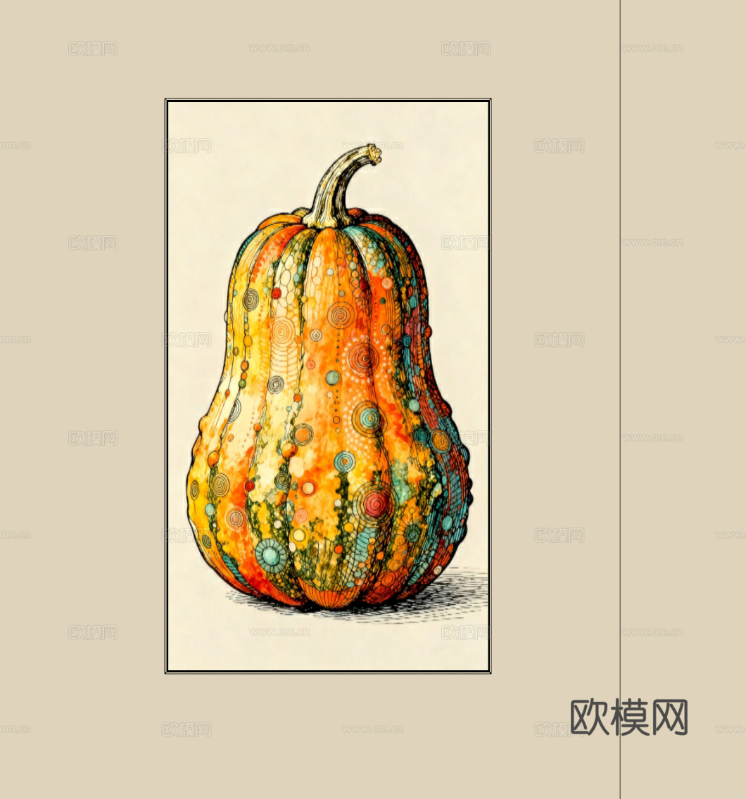 现代抽象植物挂画su模型