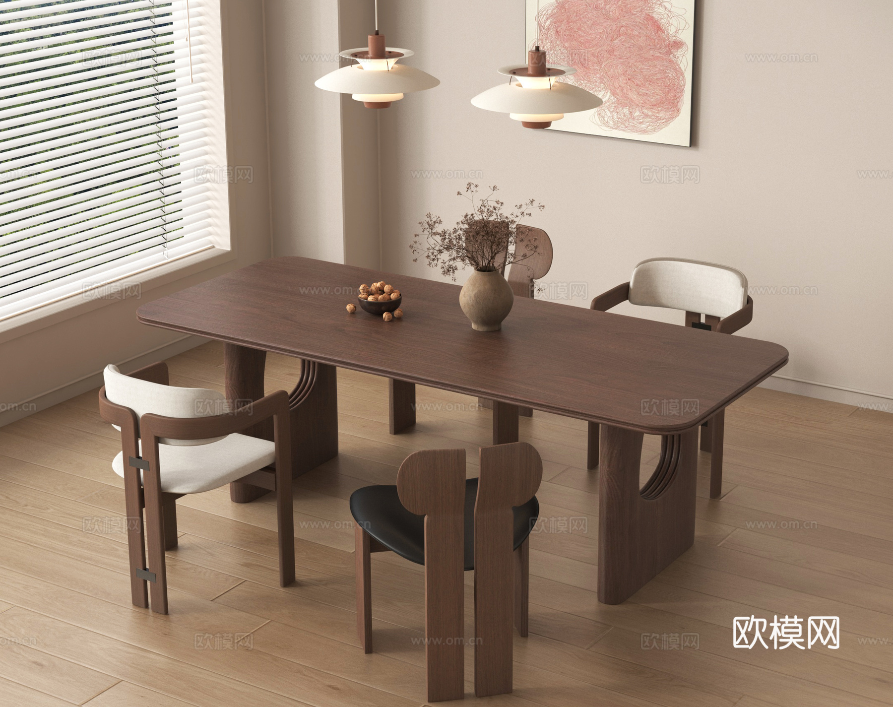 中古餐桌椅组合su模型