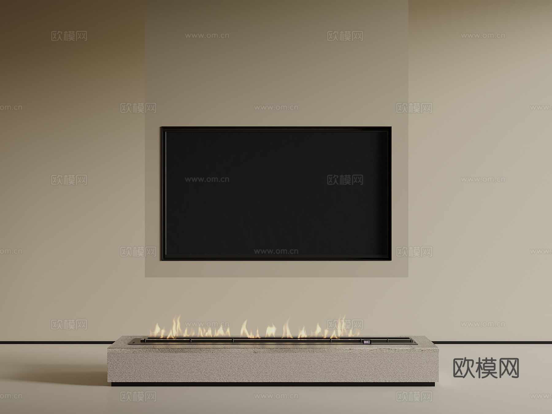 现代壁炉 电视墙 隔断su模型