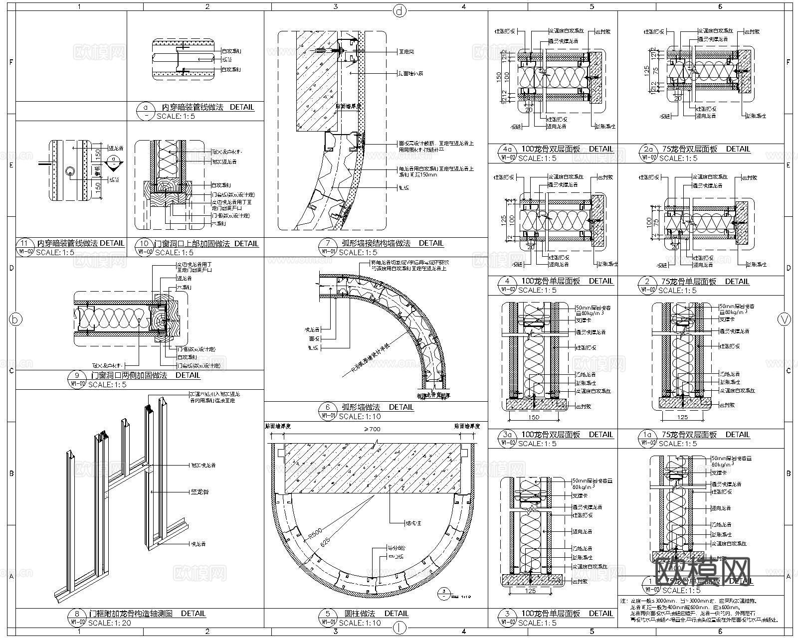 九大工艺节点详图cad施工图