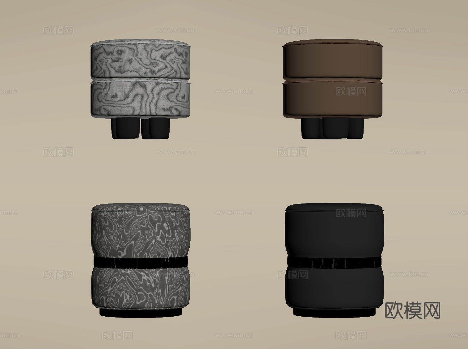 现代化妆凳 凳子su模型