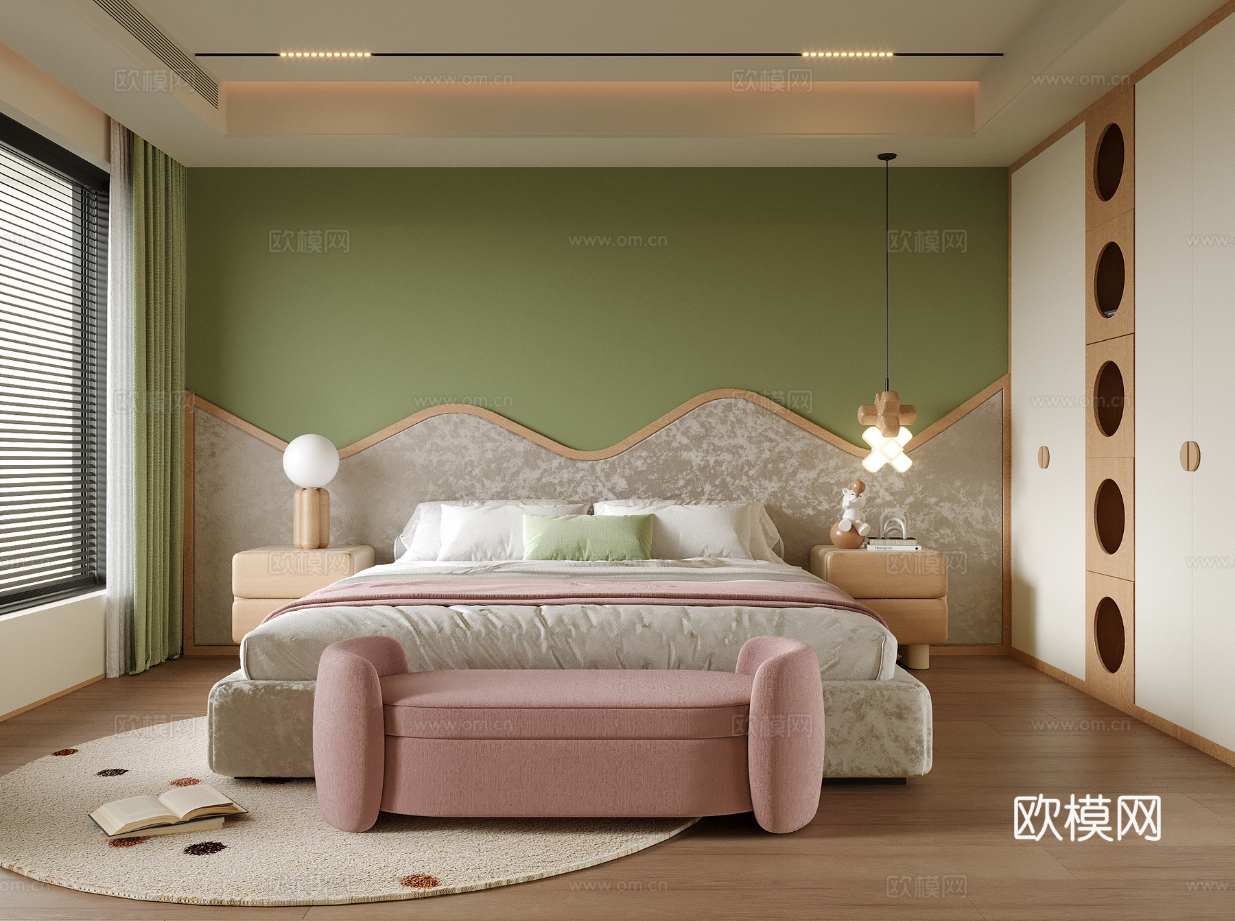 现代女孩房 儿童房 儿童床3d模型下载