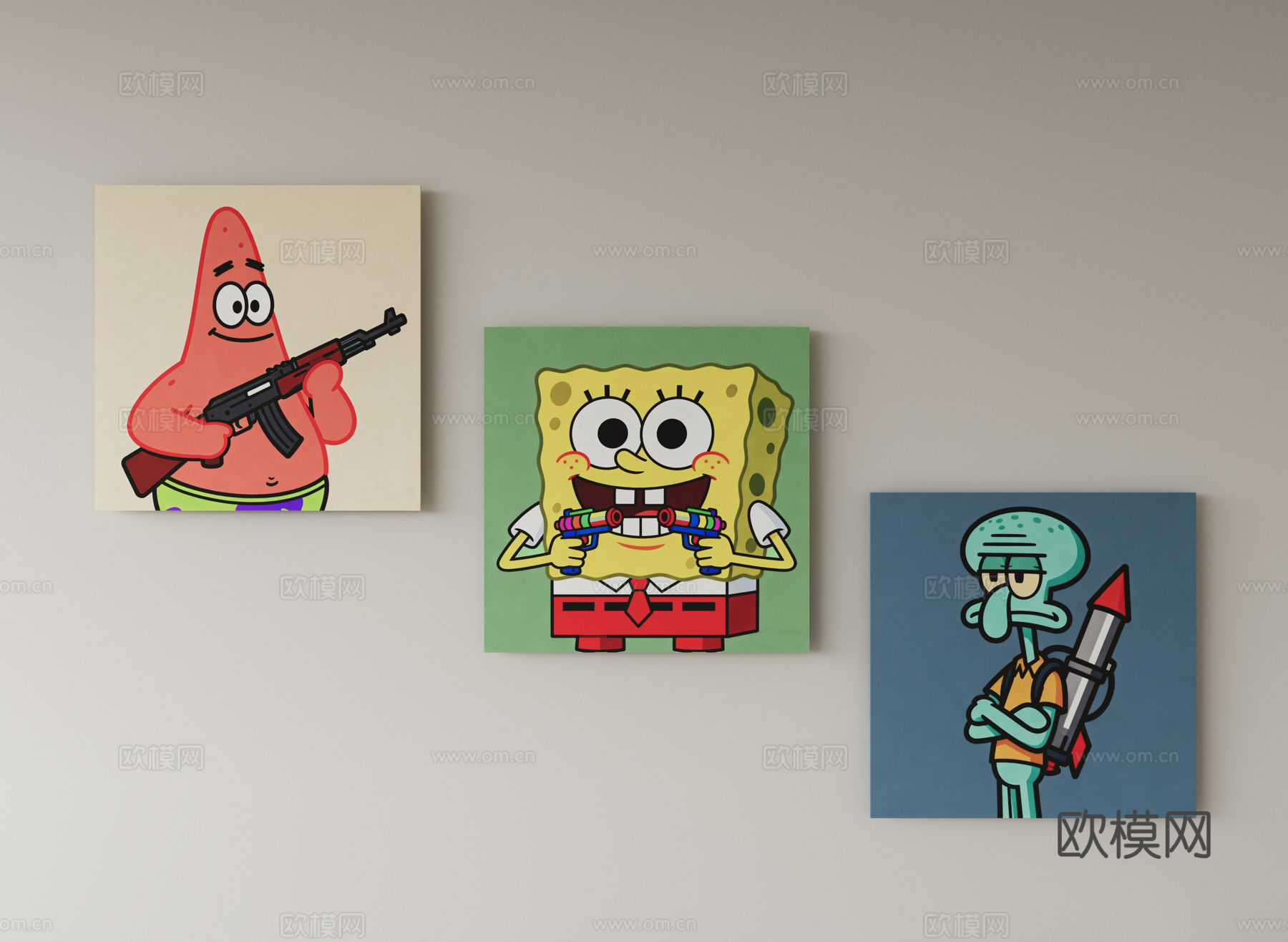 现代儿童房装饰画su模型