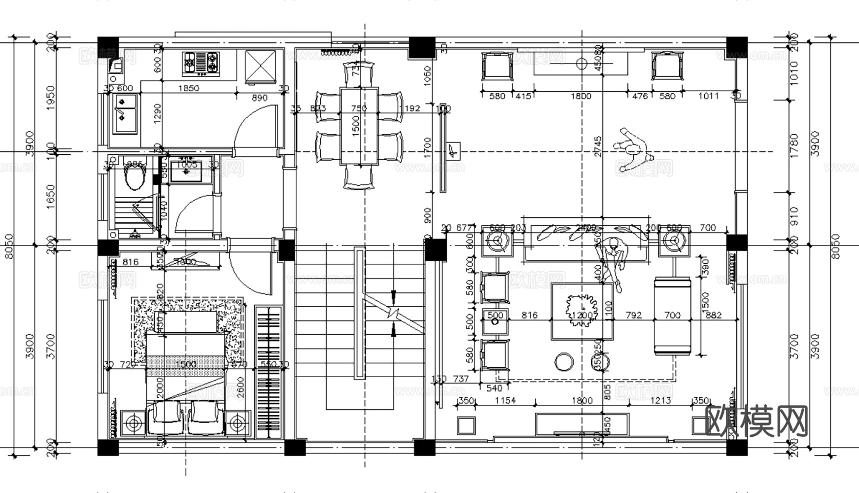 10套新中式风格样板间大平层别墅CAD施工图附效果图cad施工图
