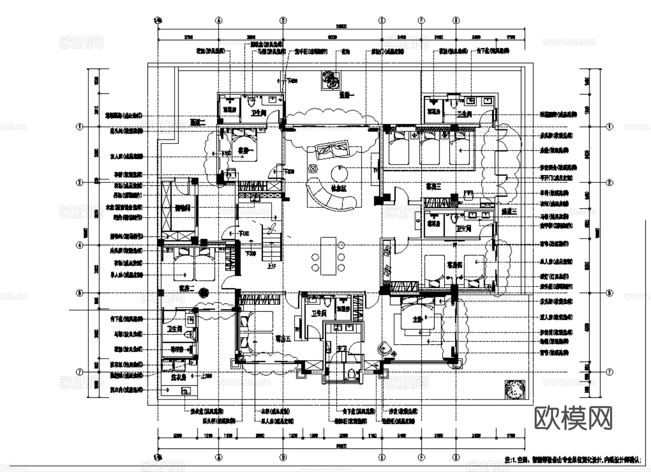 10套现代简约轻奢极简风格样板间大平层别墅CAD施工图附效果cad施工图