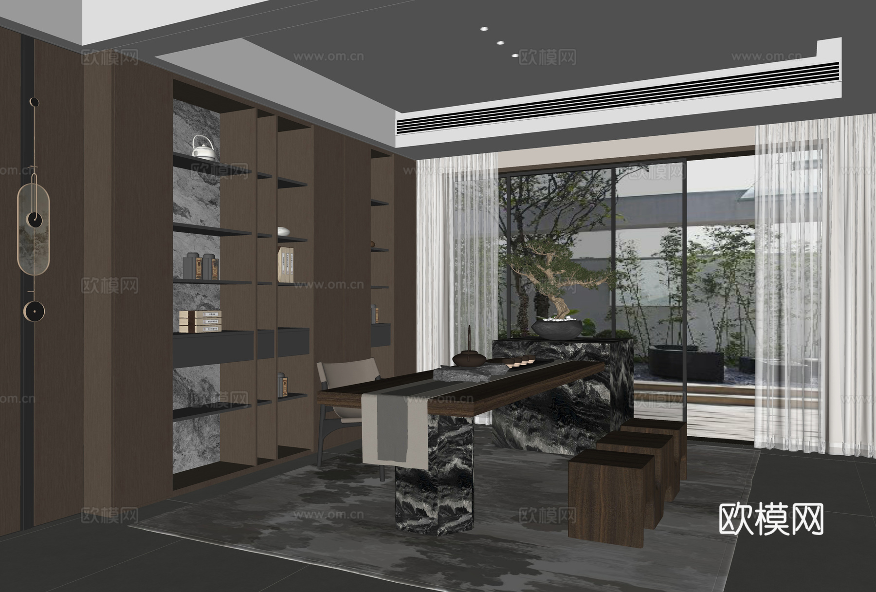 新中式茶室su模型