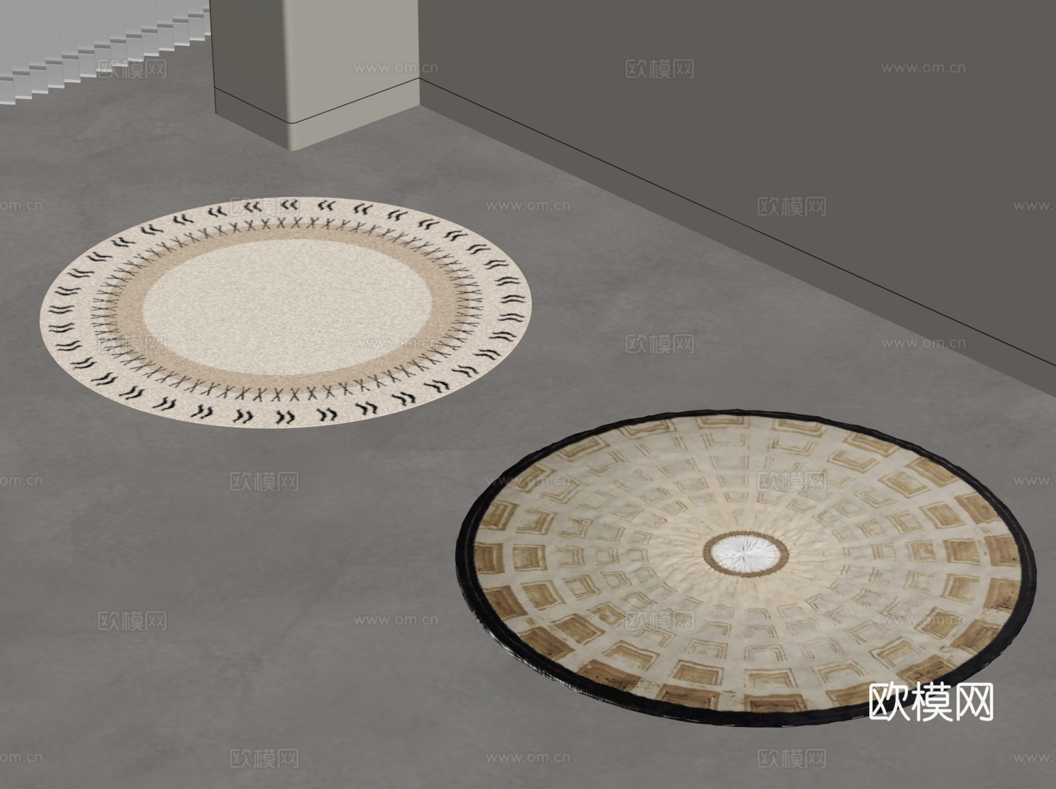 中古风圆地毯su模型