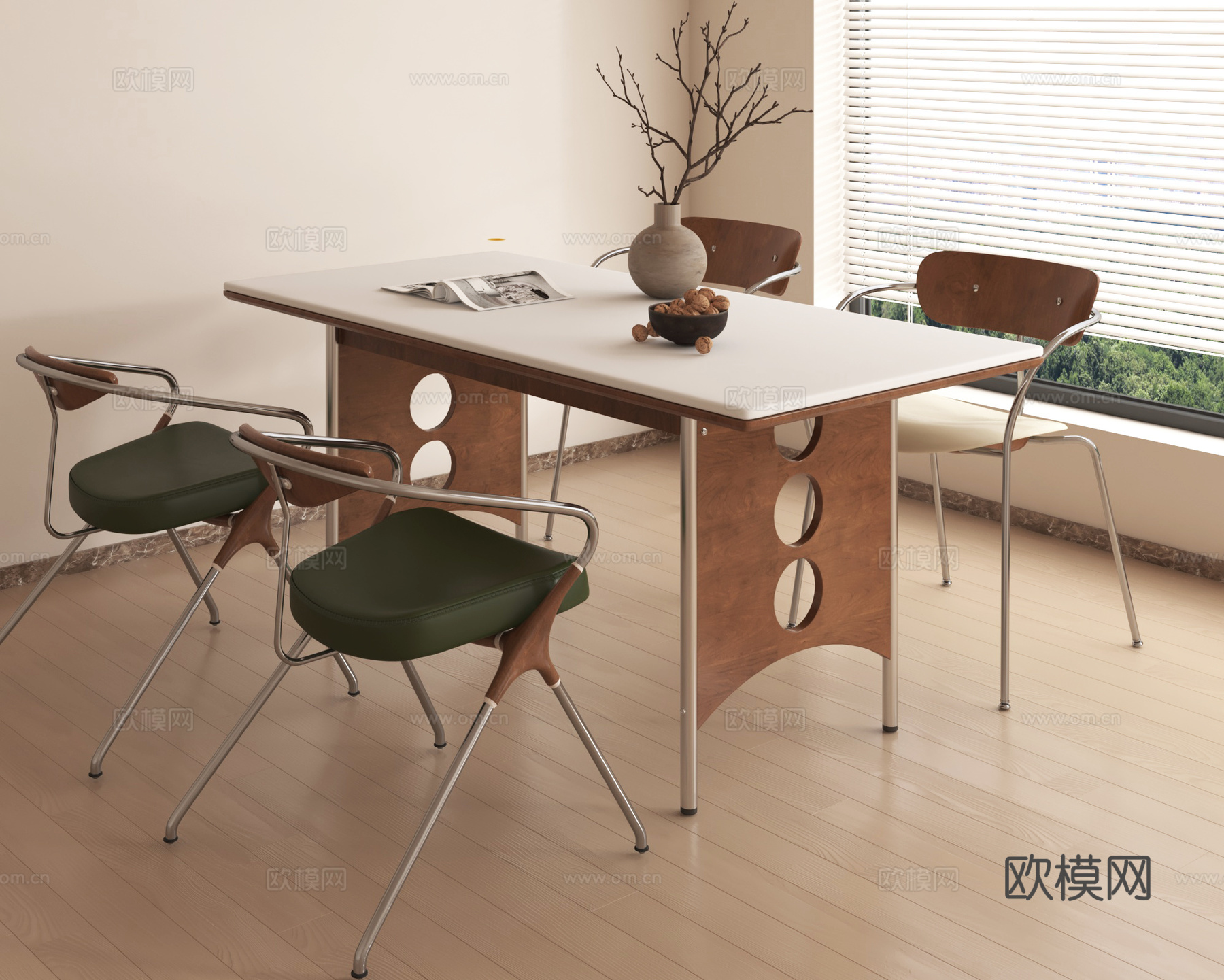 中古餐桌椅 包豪斯餐桌椅su模型