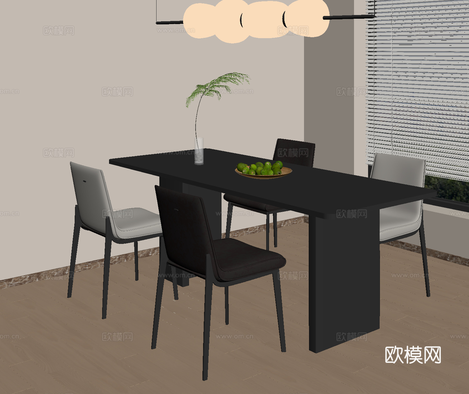 现代餐桌椅组合su模型