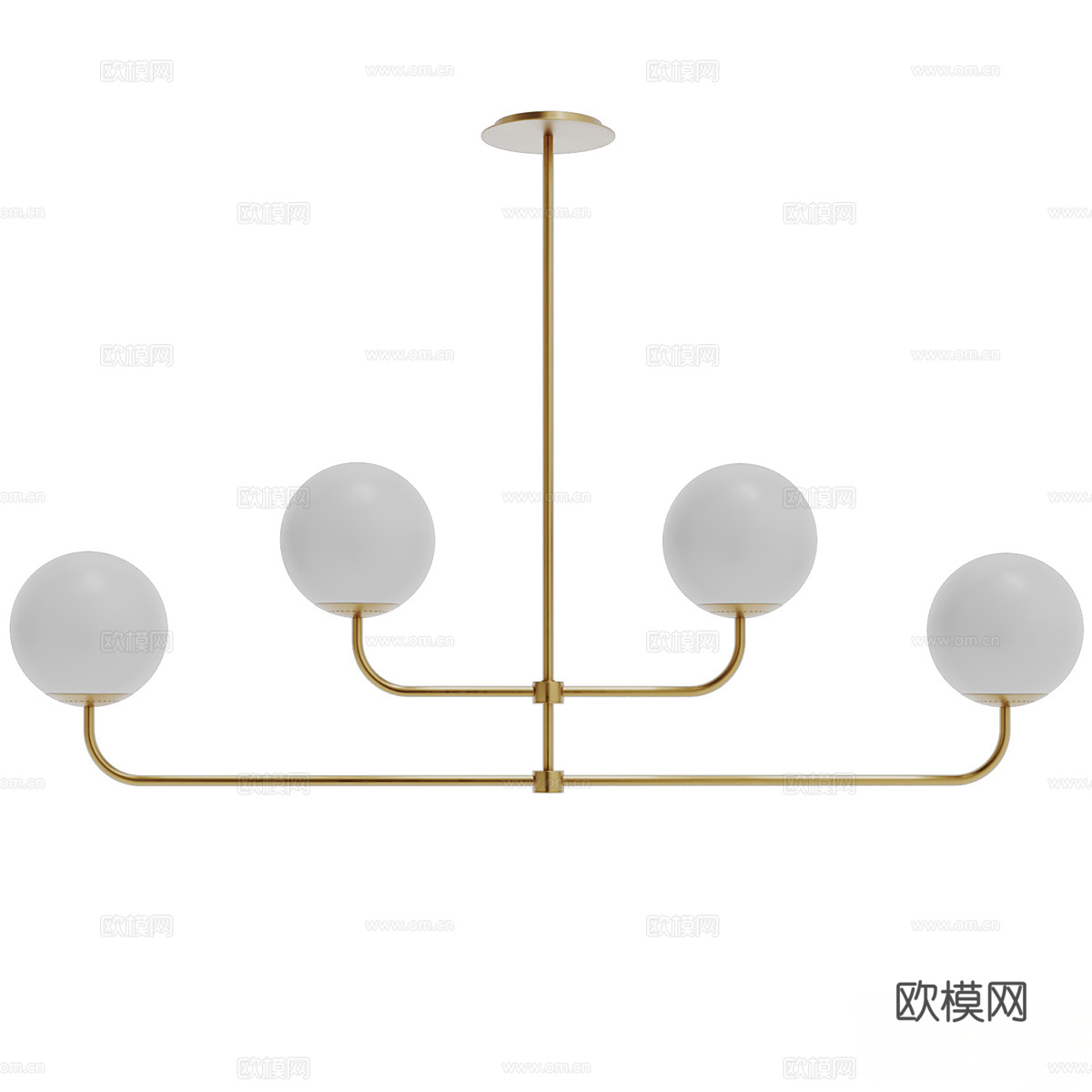 黄铜与蛋白石玻璃吊灯 Moricio3d模型下载