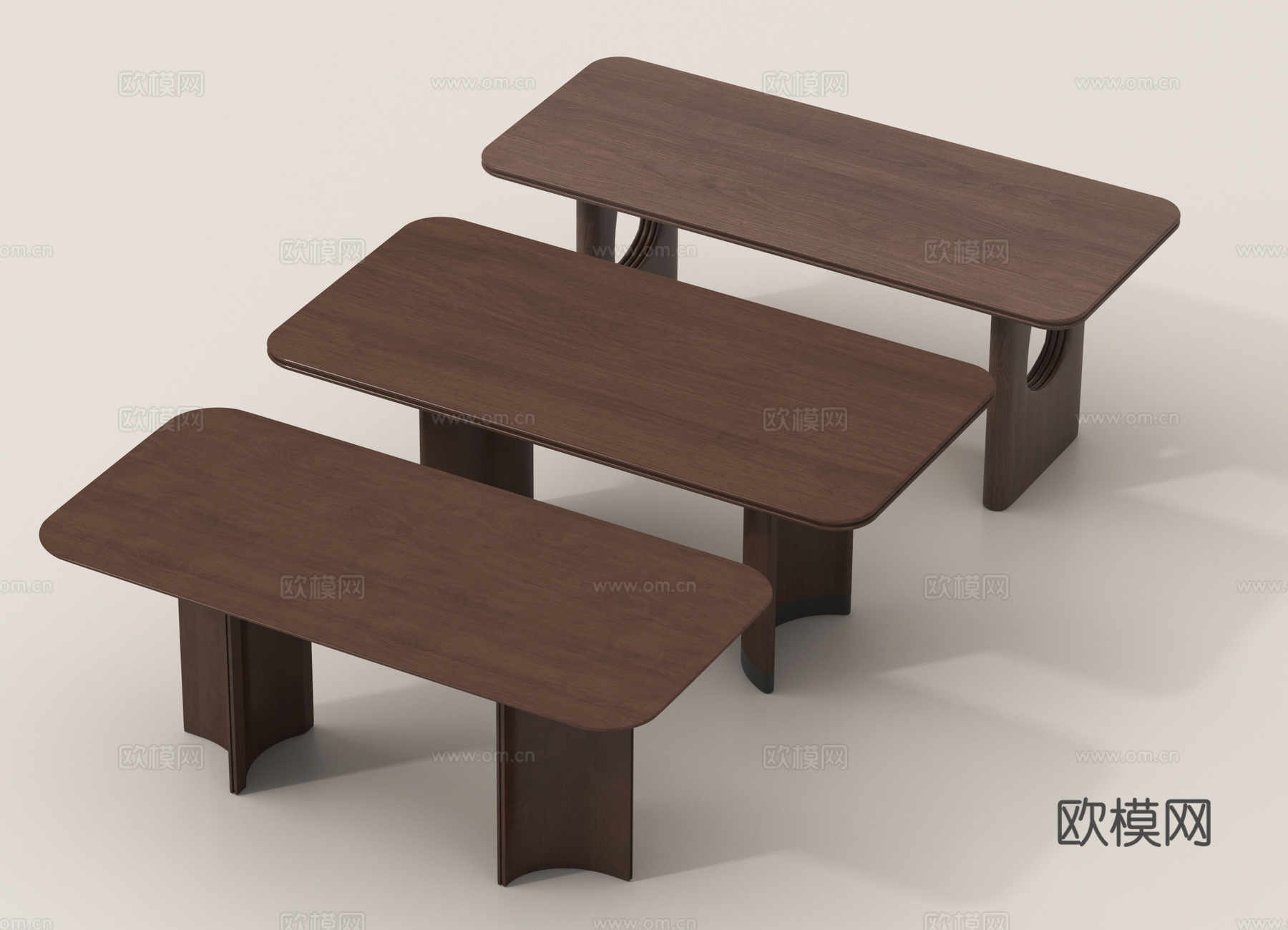 现代原木餐桌 实木餐桌 木桌子su模型