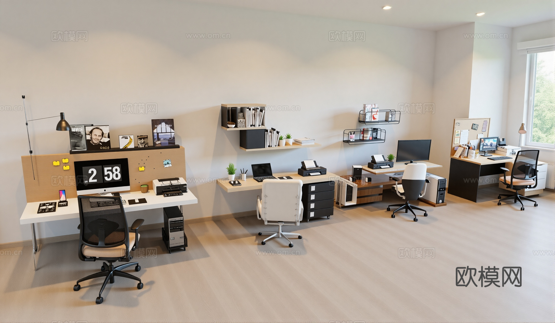 办公室桌椅组合su模型