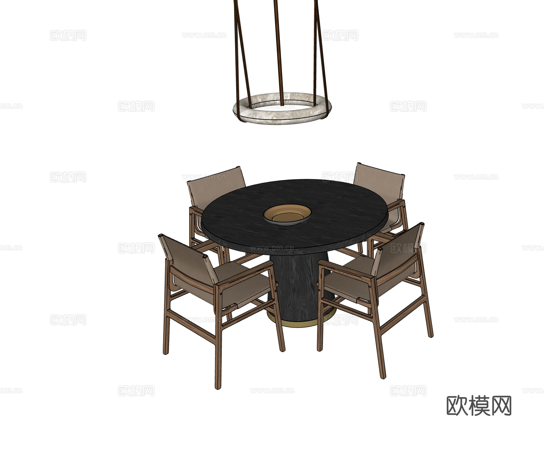 POLIFORM 现代意式餐桌椅 圆形餐桌椅 吊灯su模型