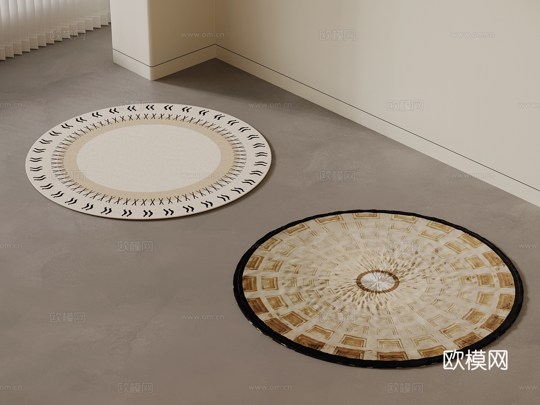 中古风圆地毯su模型