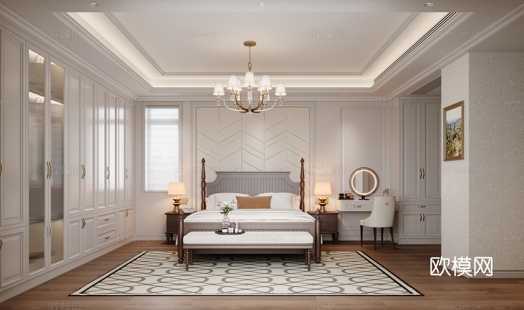 美式主卧室su模型
