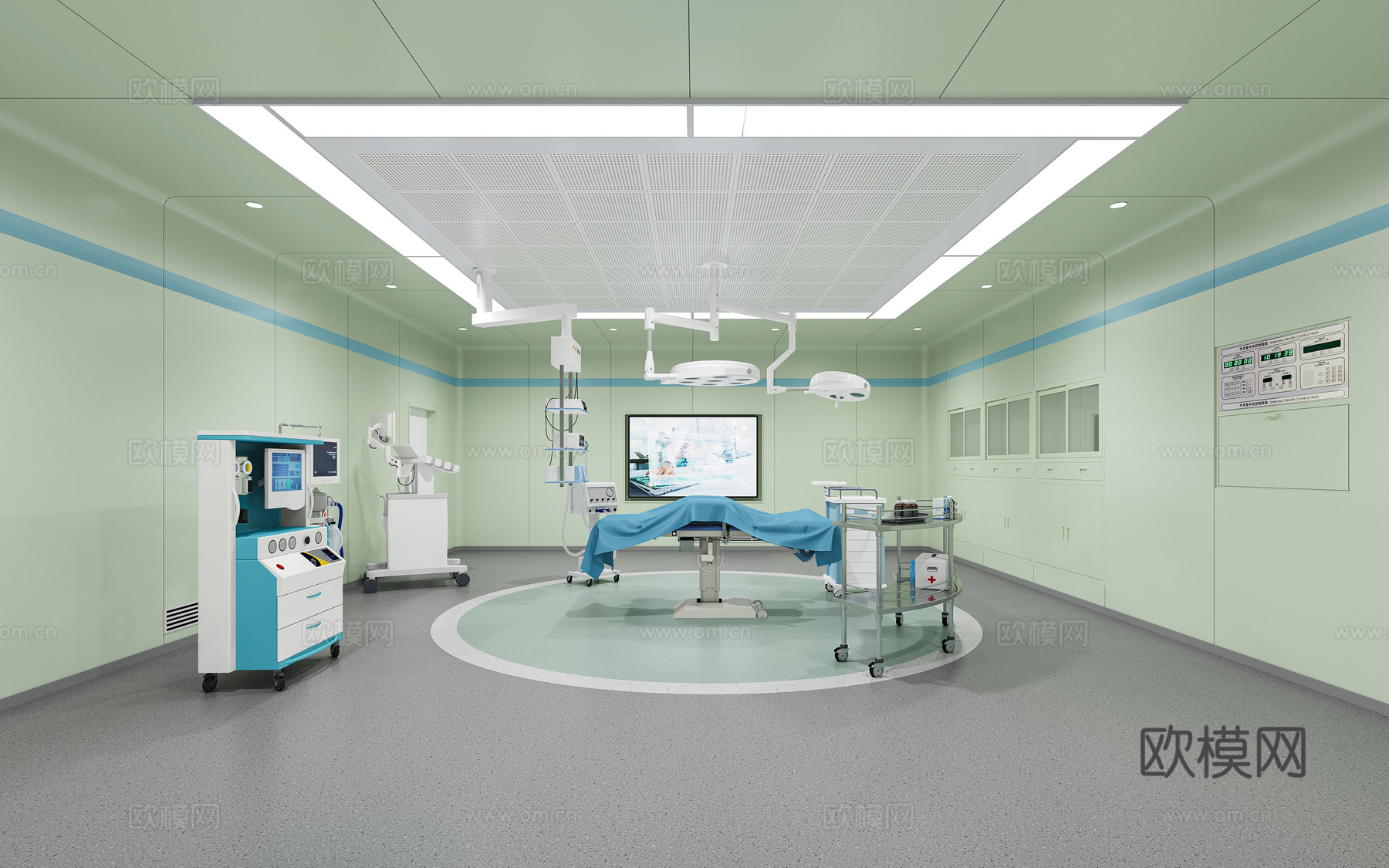 现代手术室刷手室3d模型下载（渲染图1）