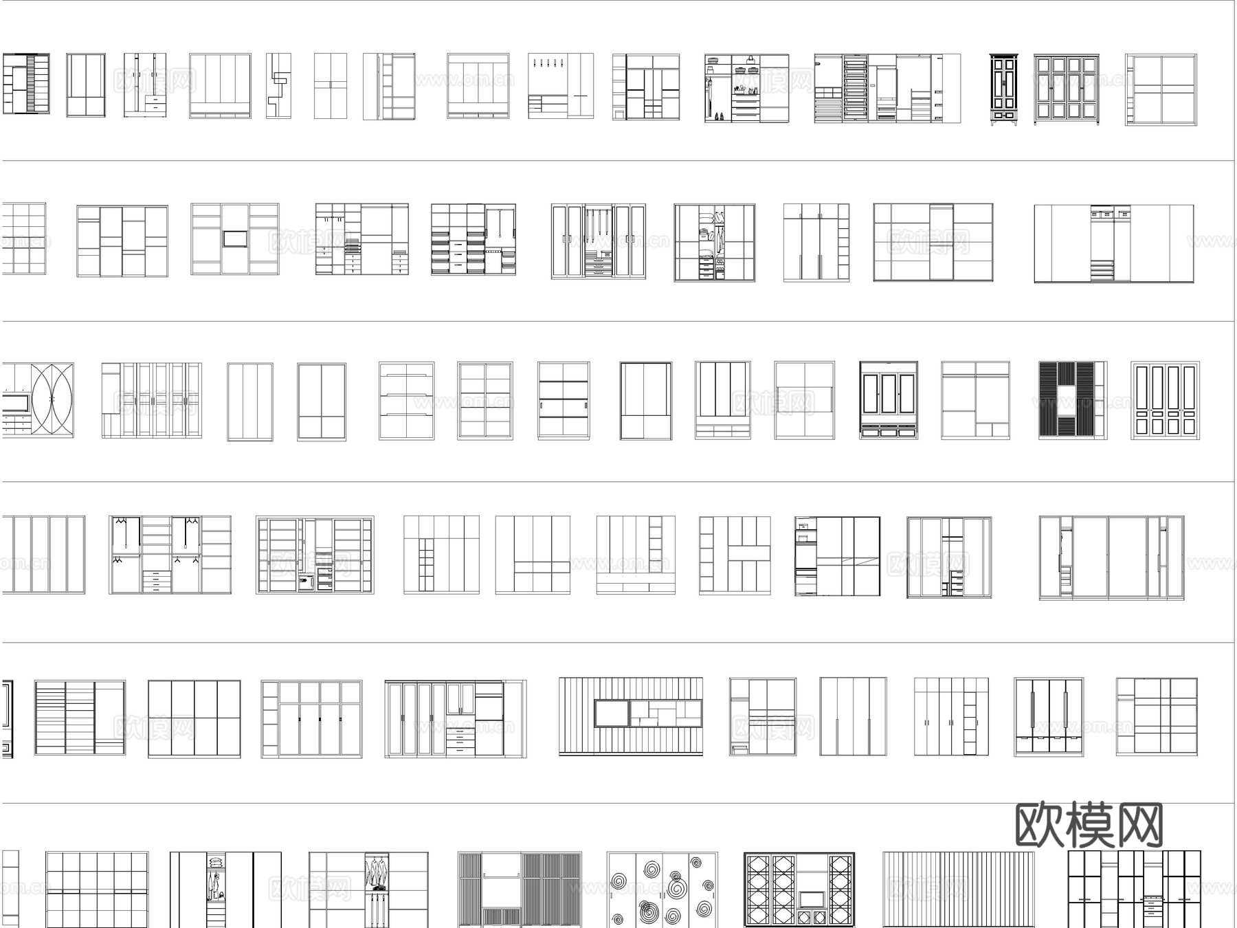 2026年最新衣柜衣橱衣帽间柜子CAD图库cad施工图