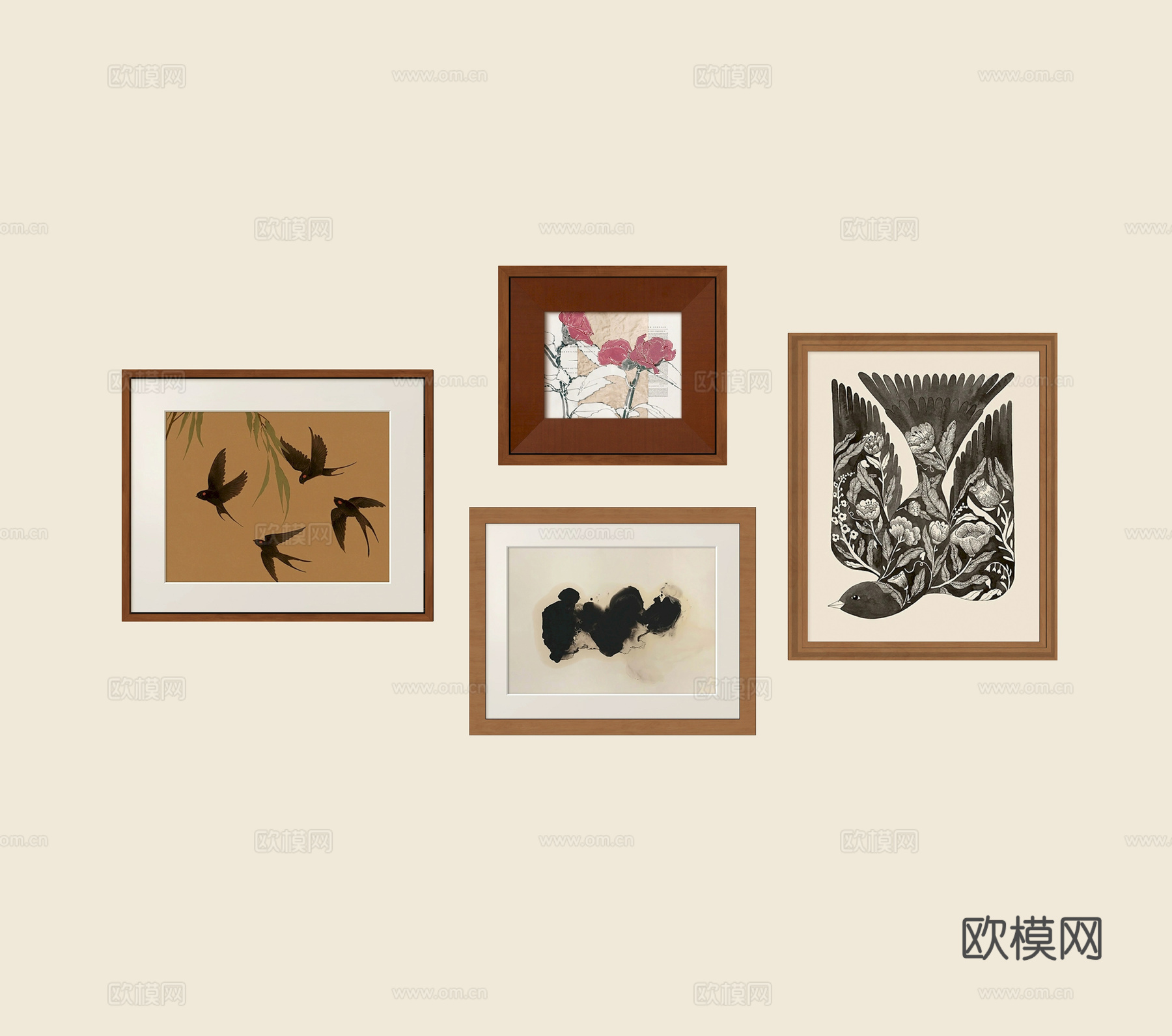 法式中古挂画组合su模型