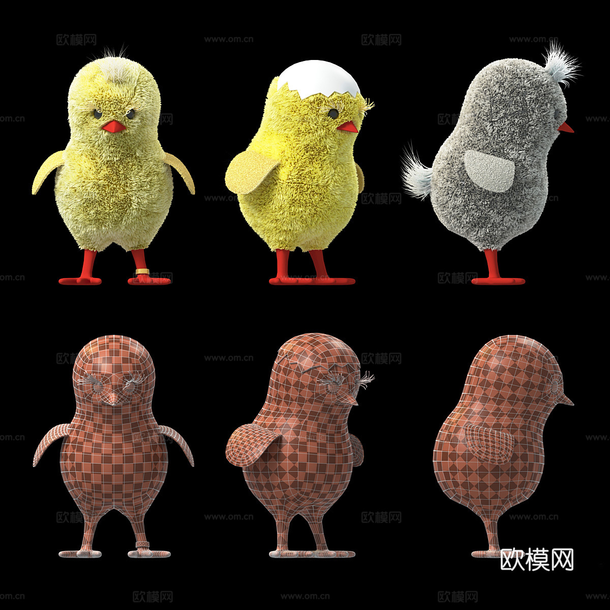 鸡鸭鹅猪毛绒玩具3d模型下载（渲染图5）