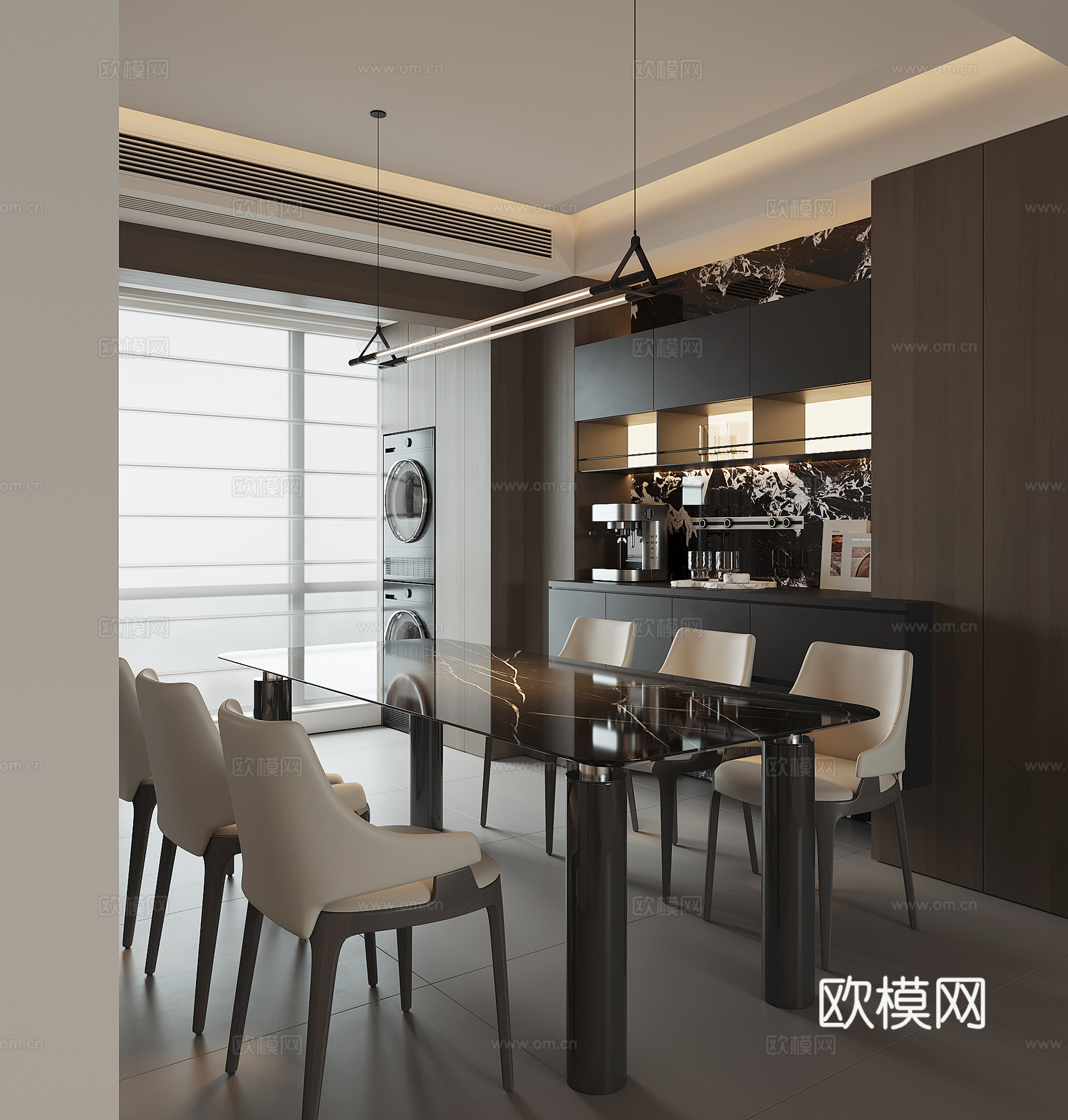 现代家居餐厅su模型