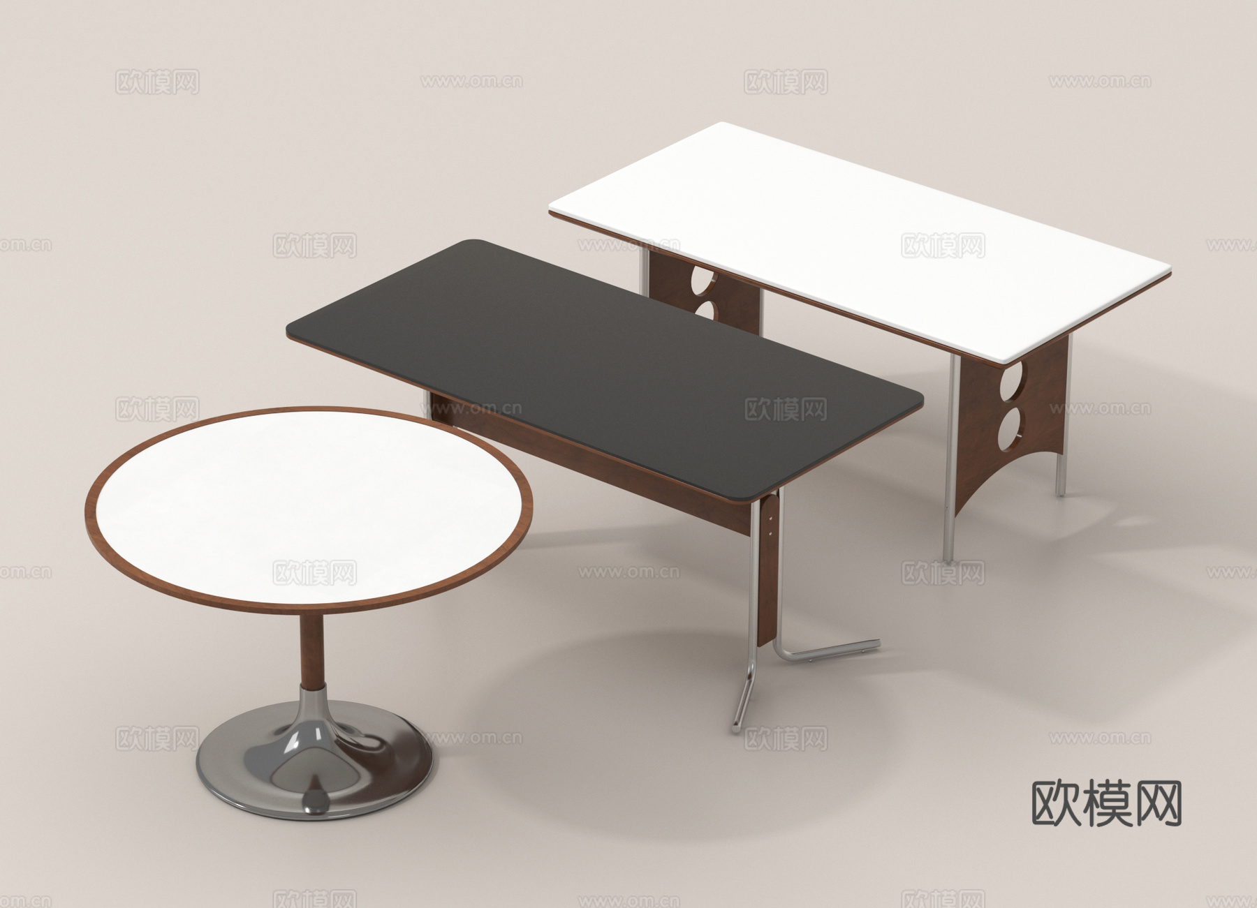 中古餐桌 实木餐桌 中古包豪斯餐桌su模型