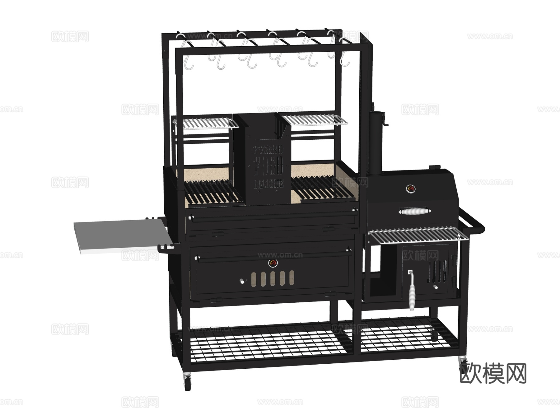 户外厨房设备 烤炉烧烤炉su模型