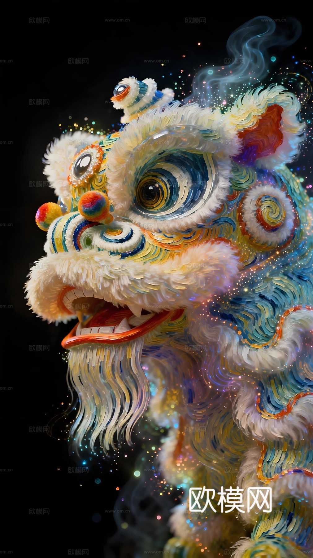 醒狮艺术画芯下载（渲染图1）