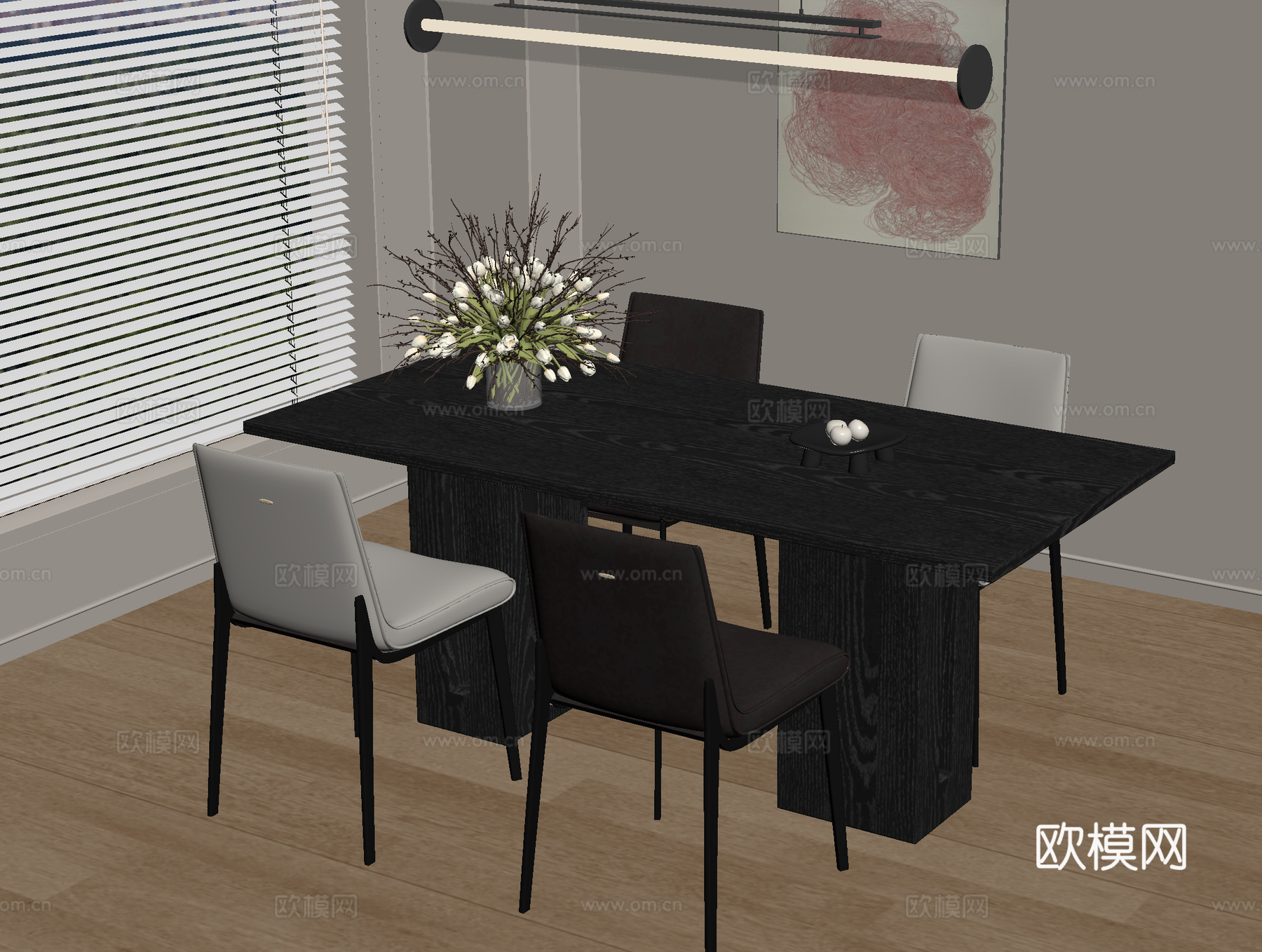 现代餐桌椅组合su模型