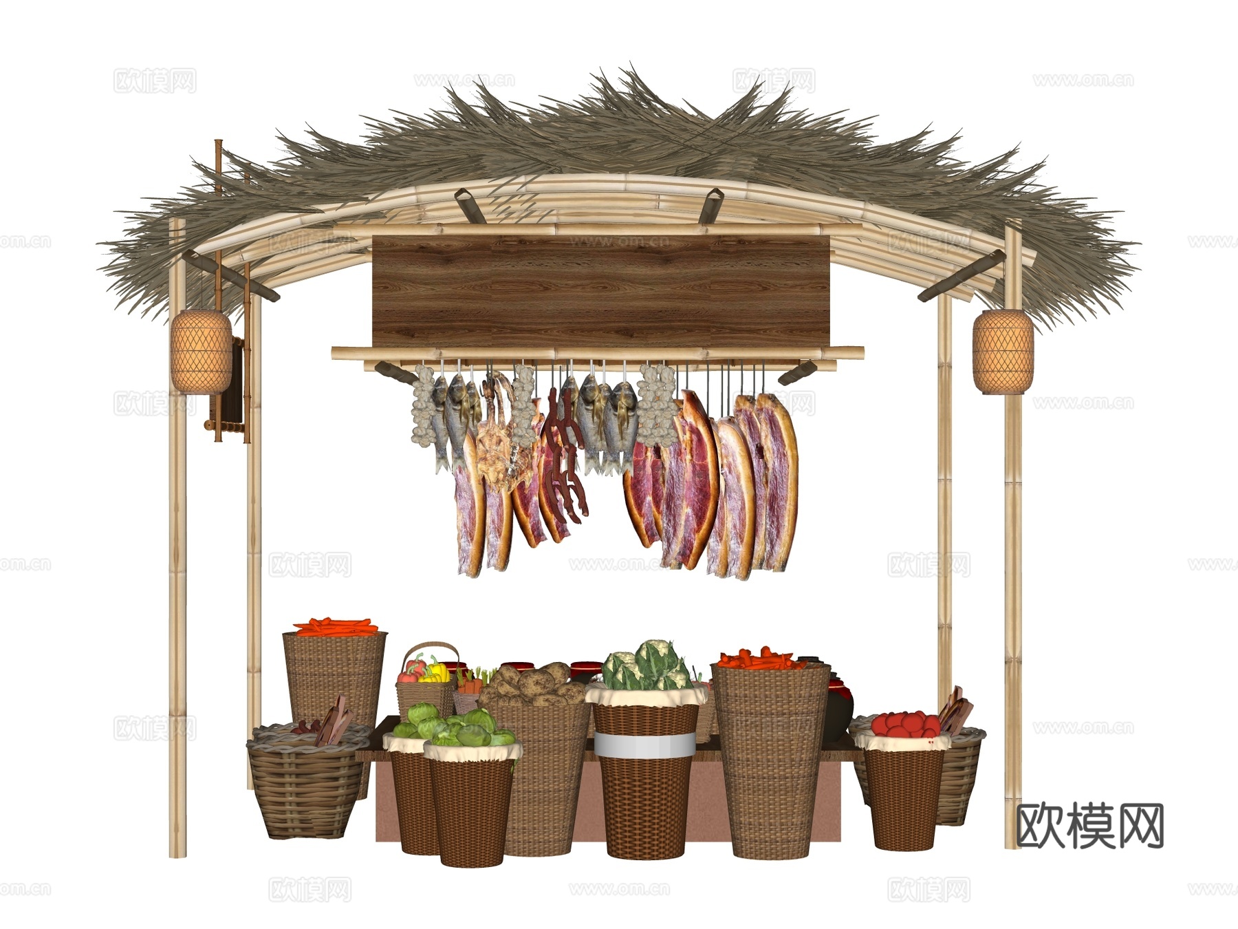 市集摊位su模型