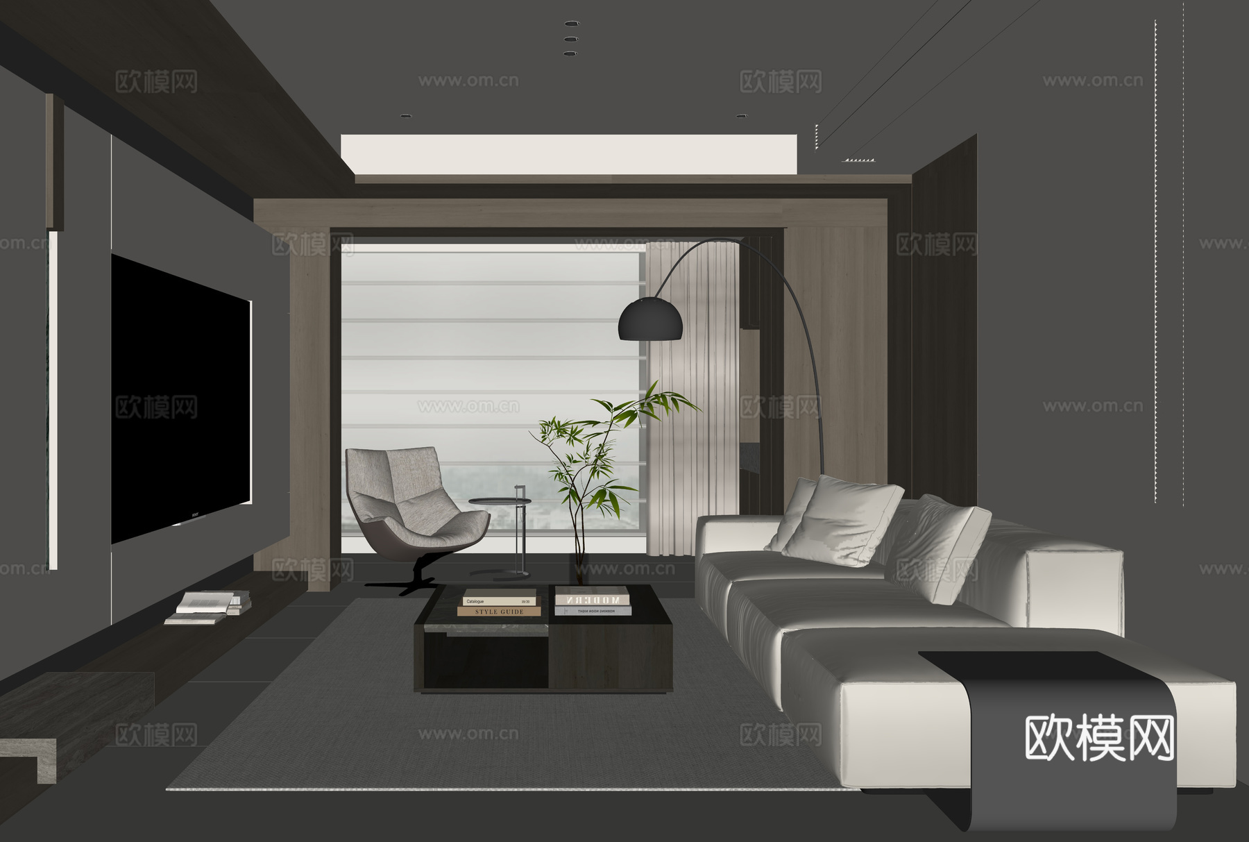 现代家居客厅su模型