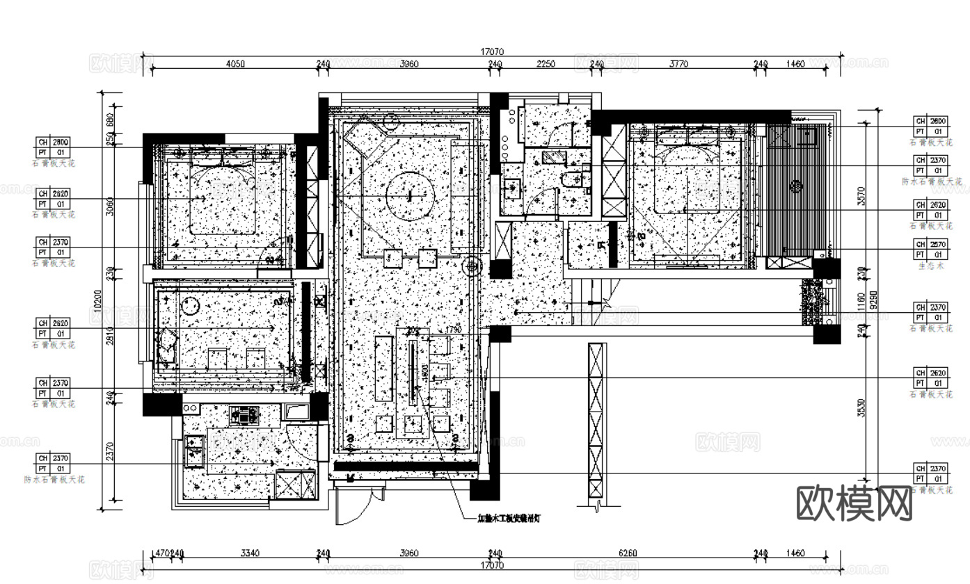 10套现代简约轻奢极简风格样板间大平层别墅CAD施工图附效果cad施工图