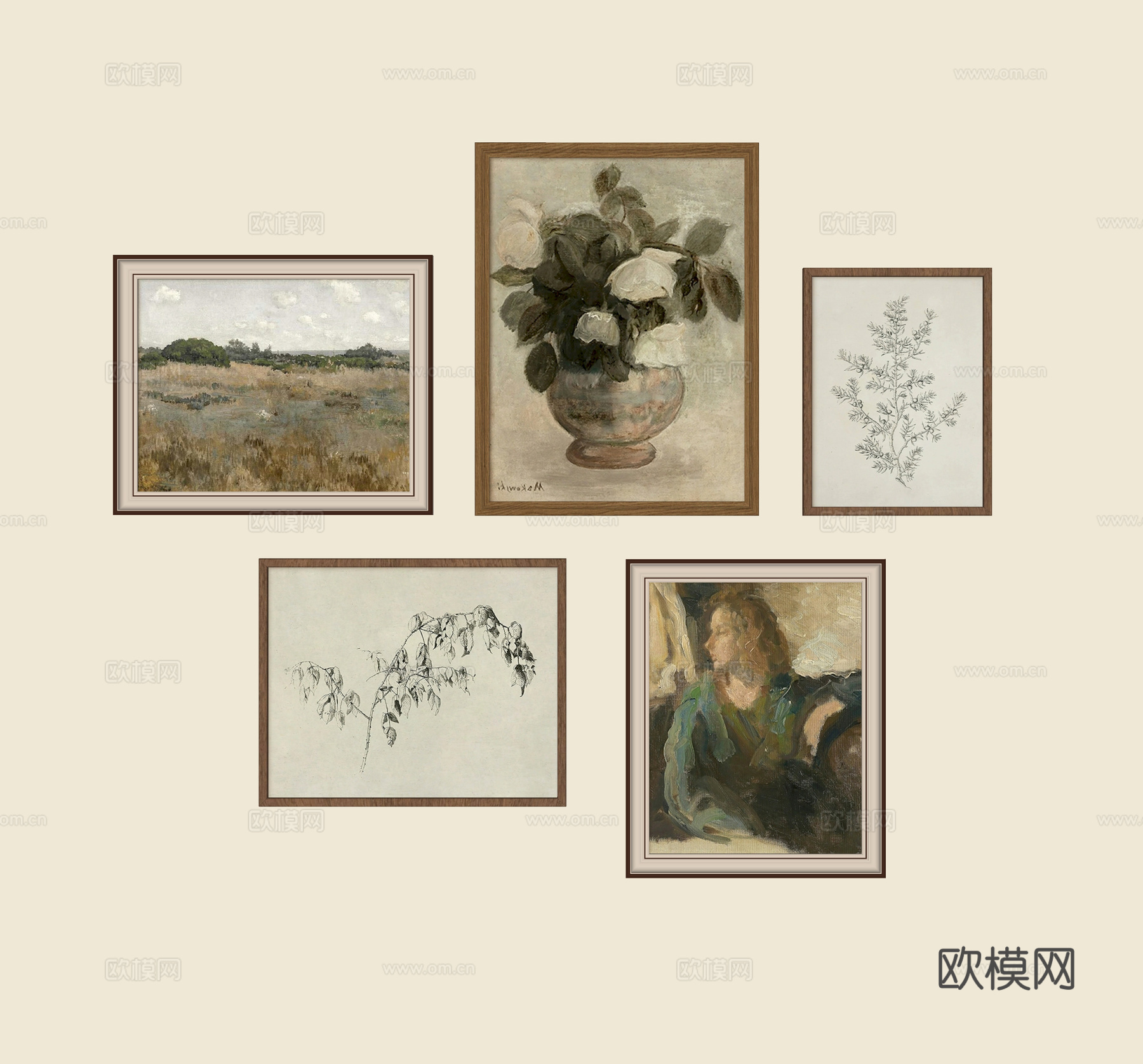 法式复古挂画组合su模型