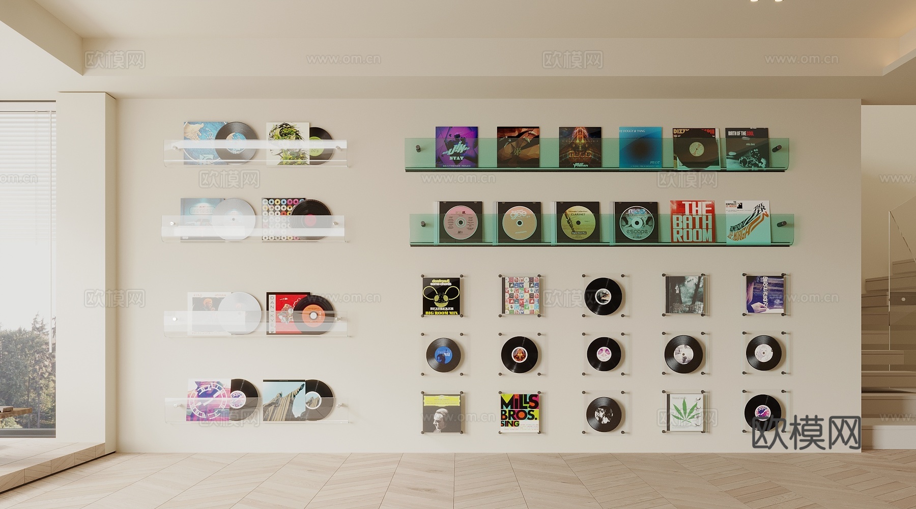 唱片摆件 唱片机 CD碟片 墙饰挂件 黑胶唱片 专辑CD3d模型下载