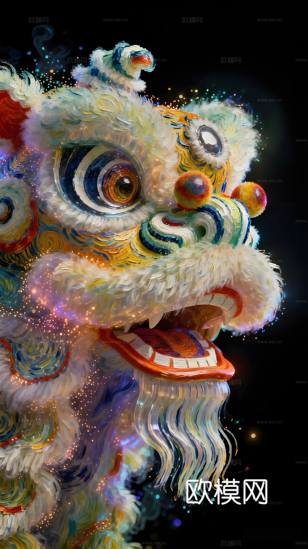 醒狮艺术画芯下载（渲染图2）