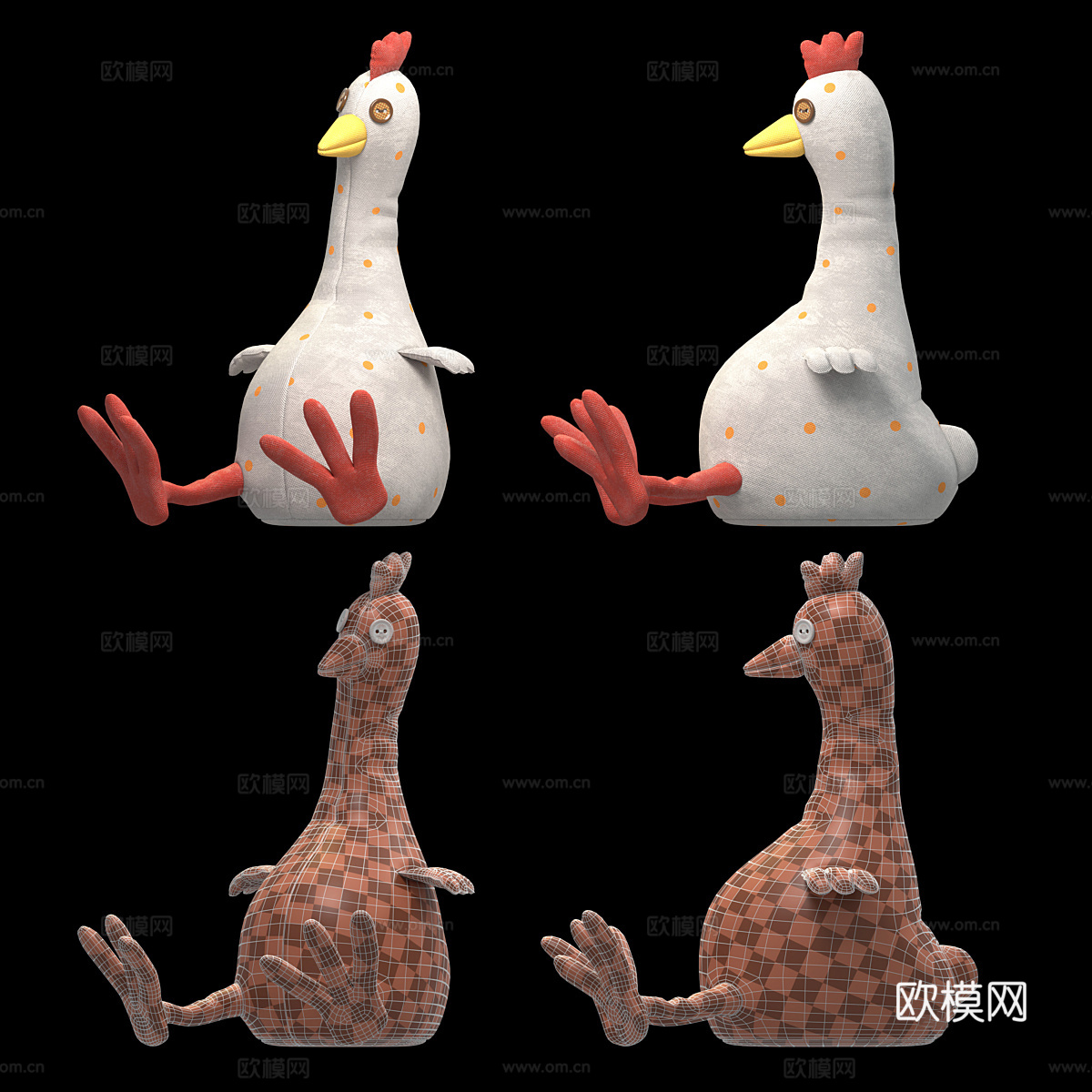 鸡鸭鹅猪毛绒玩具3d模型下载（渲染图3）