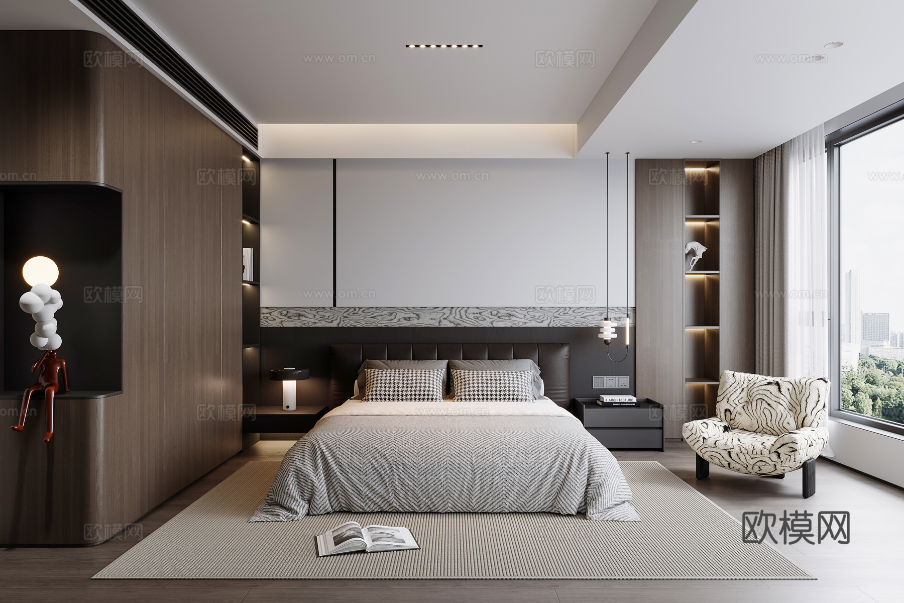 现代意式卧室su模型