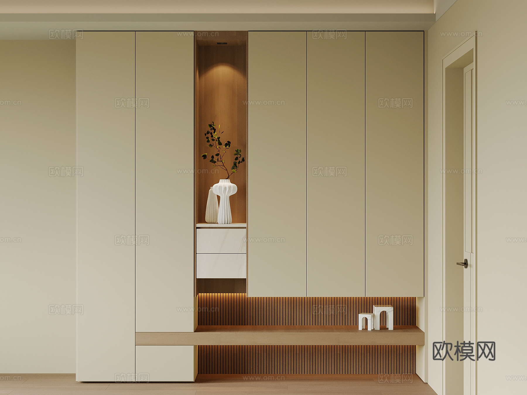 现代鞋柜 入户玄关柜su模型