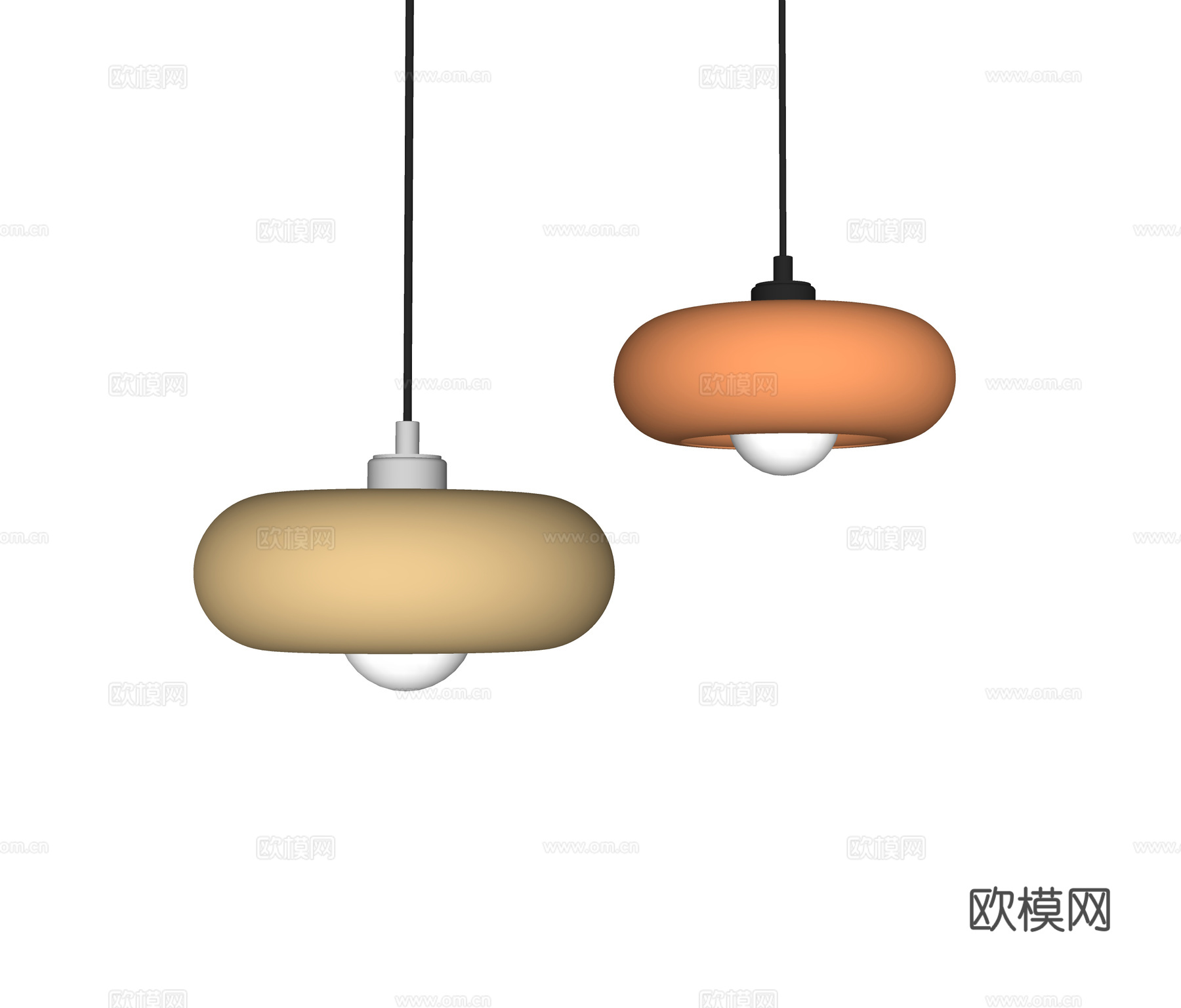 现代奶油小吊灯su模型