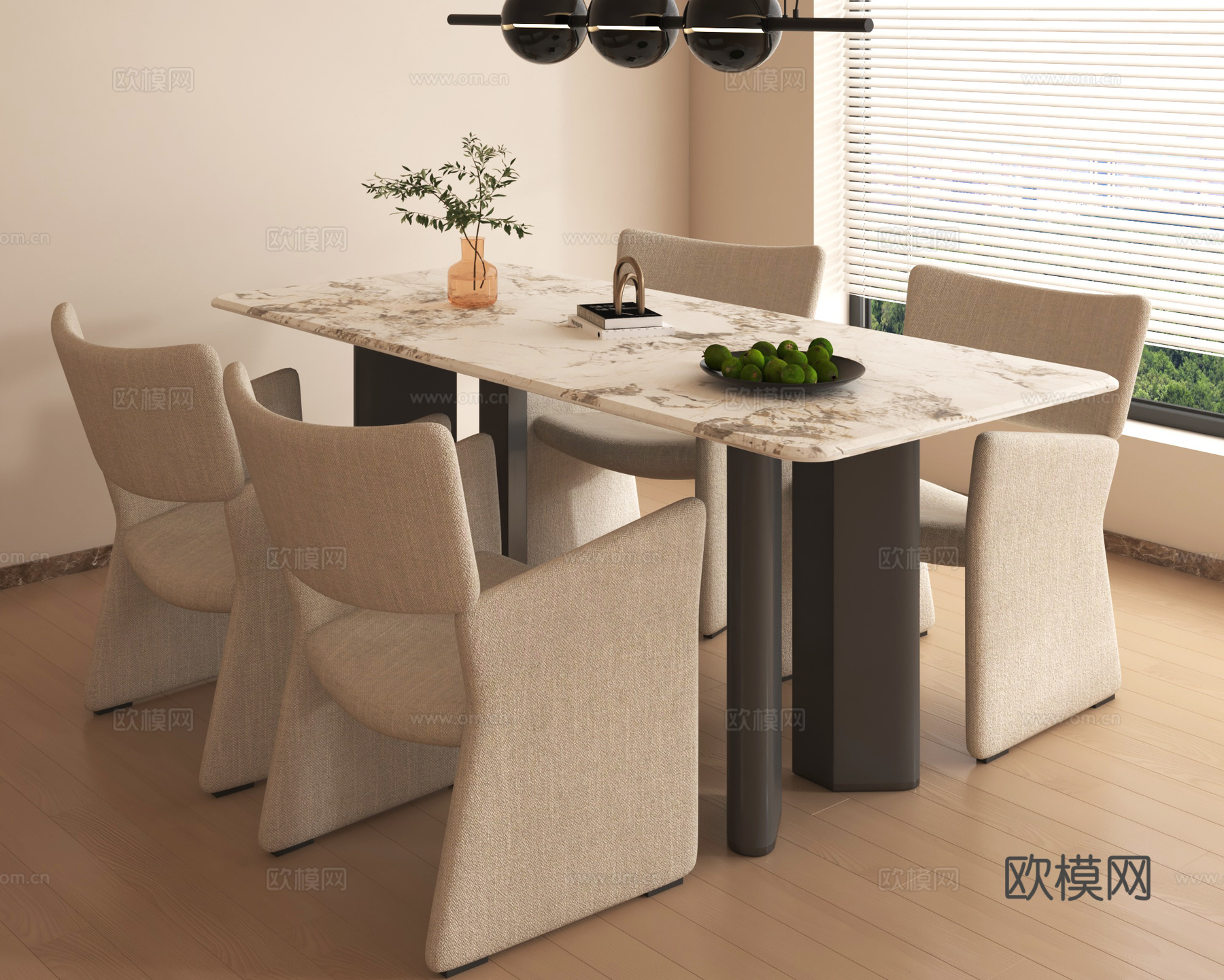 现代餐桌椅组合su模型