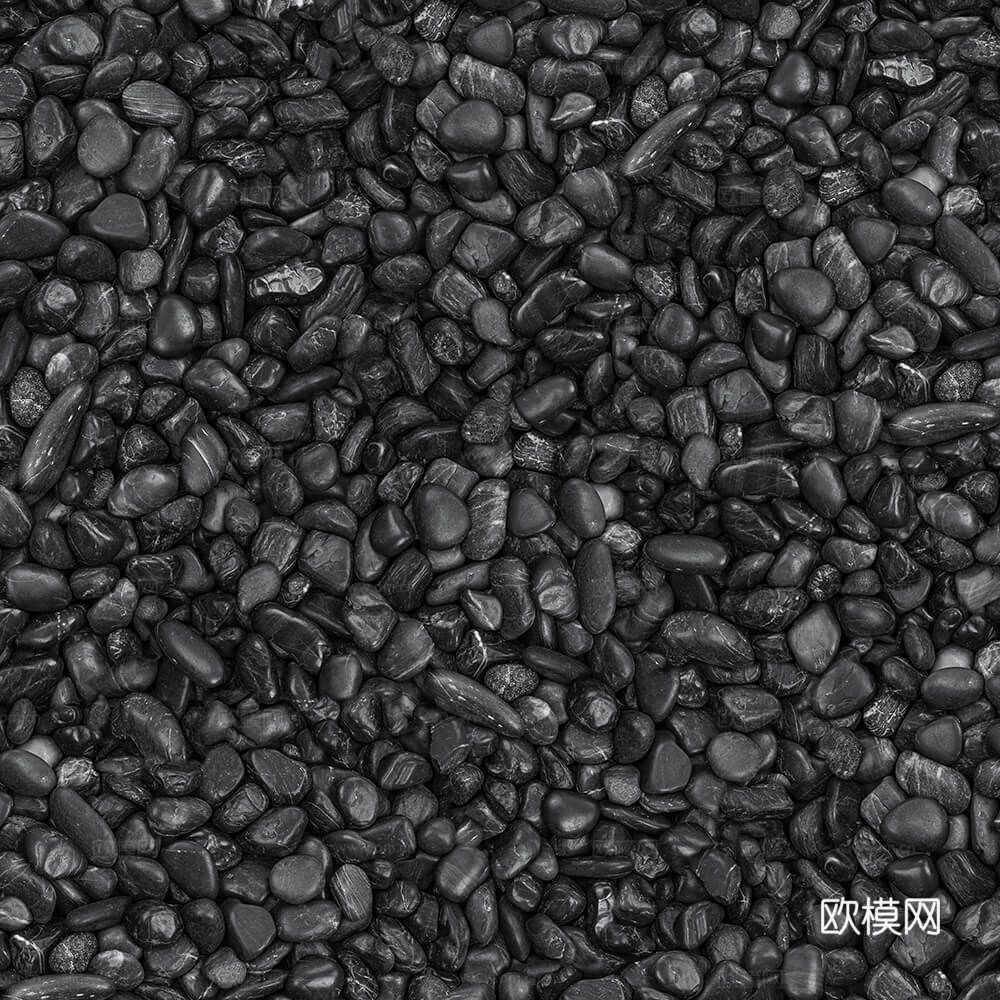 现代黑色鹅卵石，石子，碎石，砂砾石，水洗石，